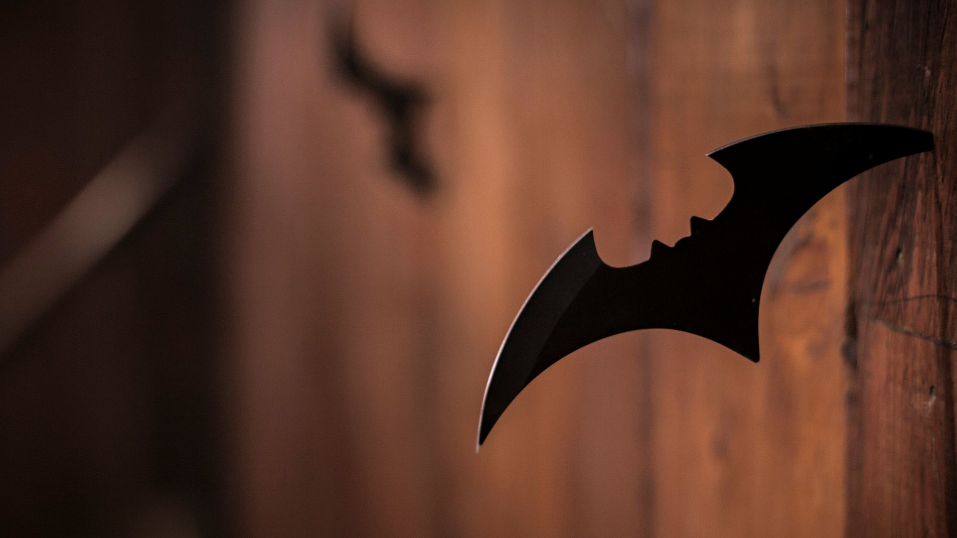 closeup photo of shuriken on wood