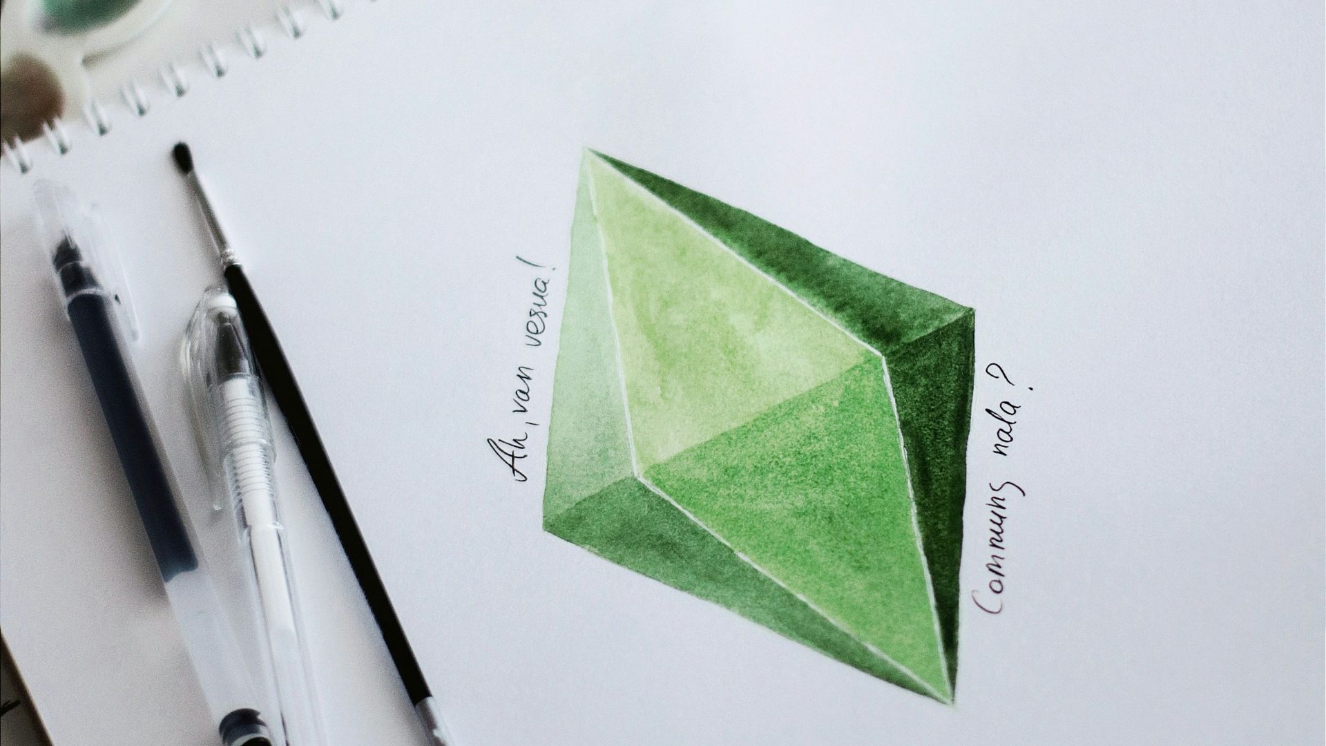 green sticky note on white paper