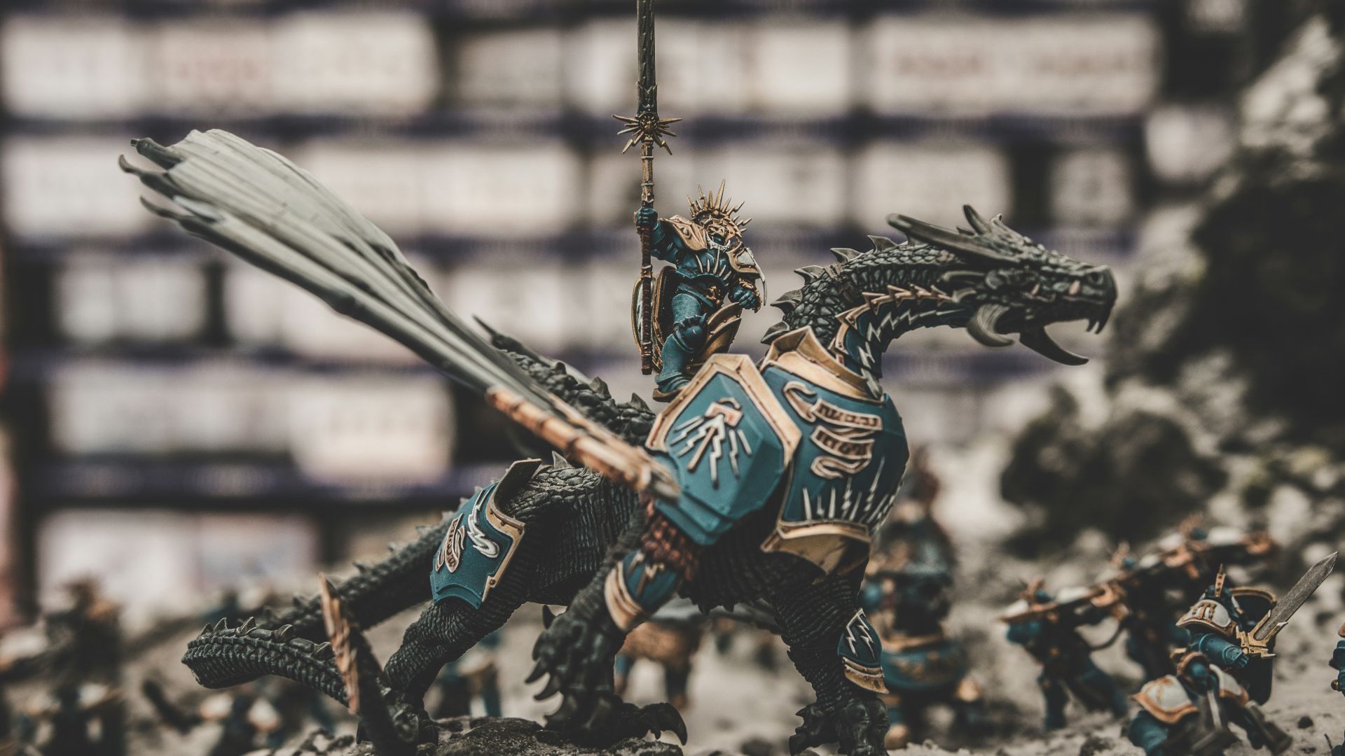 photo of knight riding dragon action figure