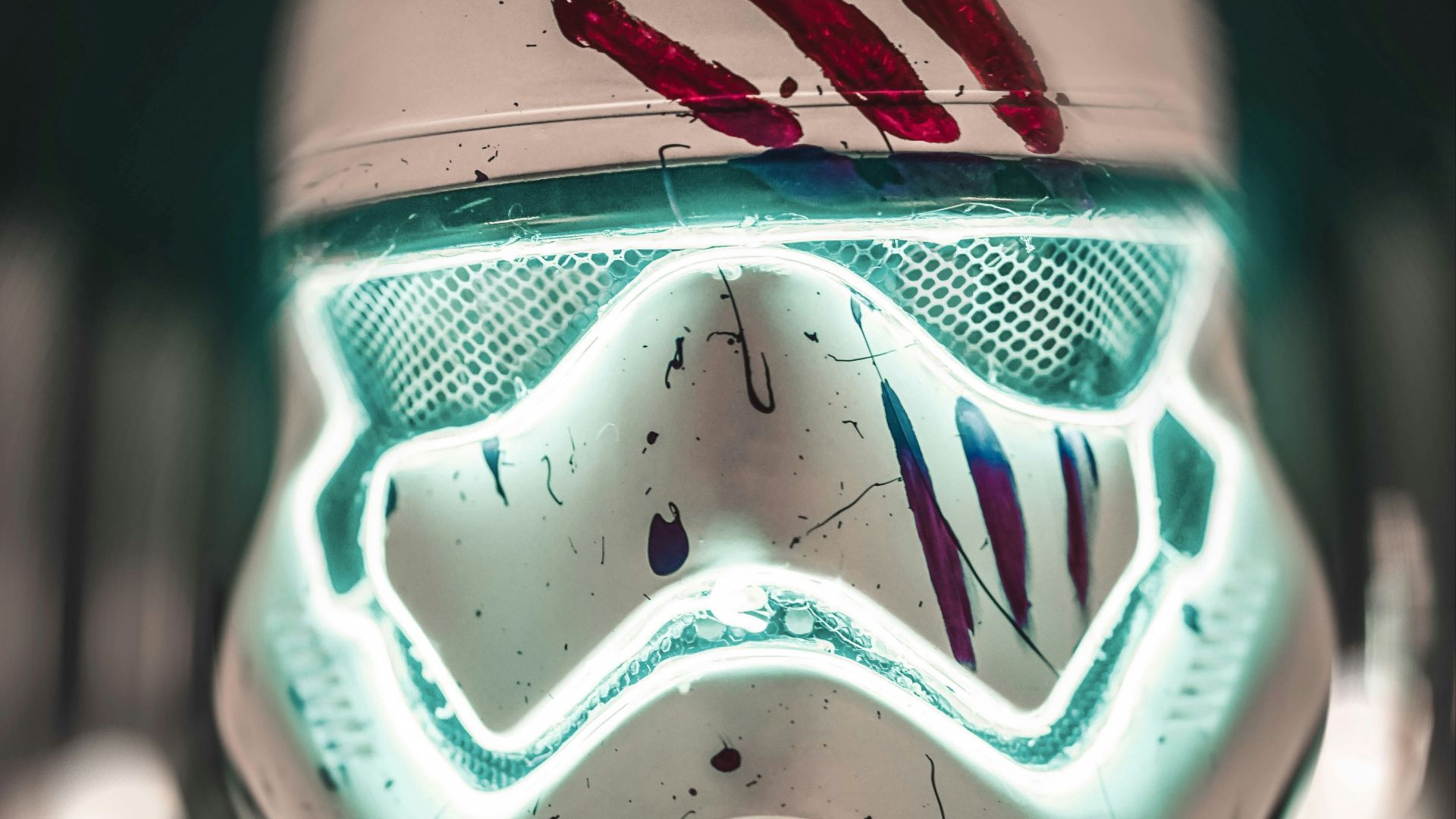 blue red and white mask