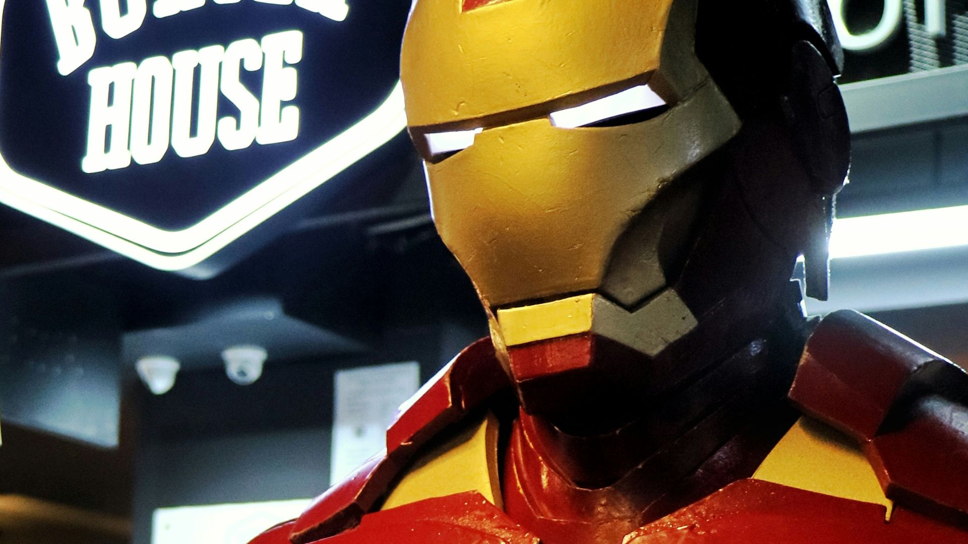 red and black iron man costume