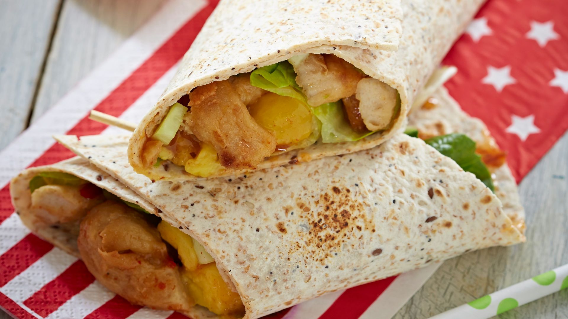 white and brown bread on white and blue floral textile