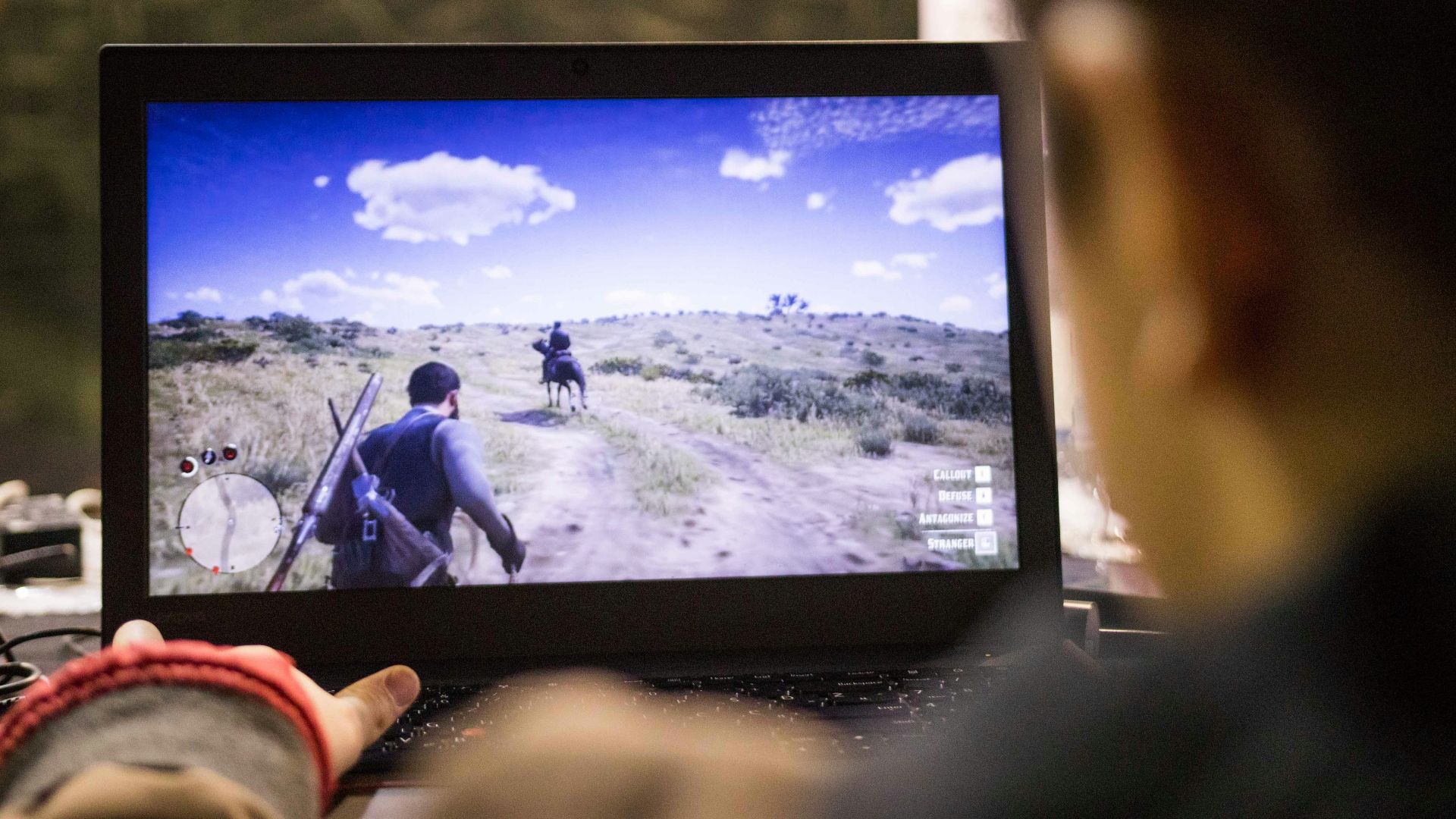 a person holding a camera