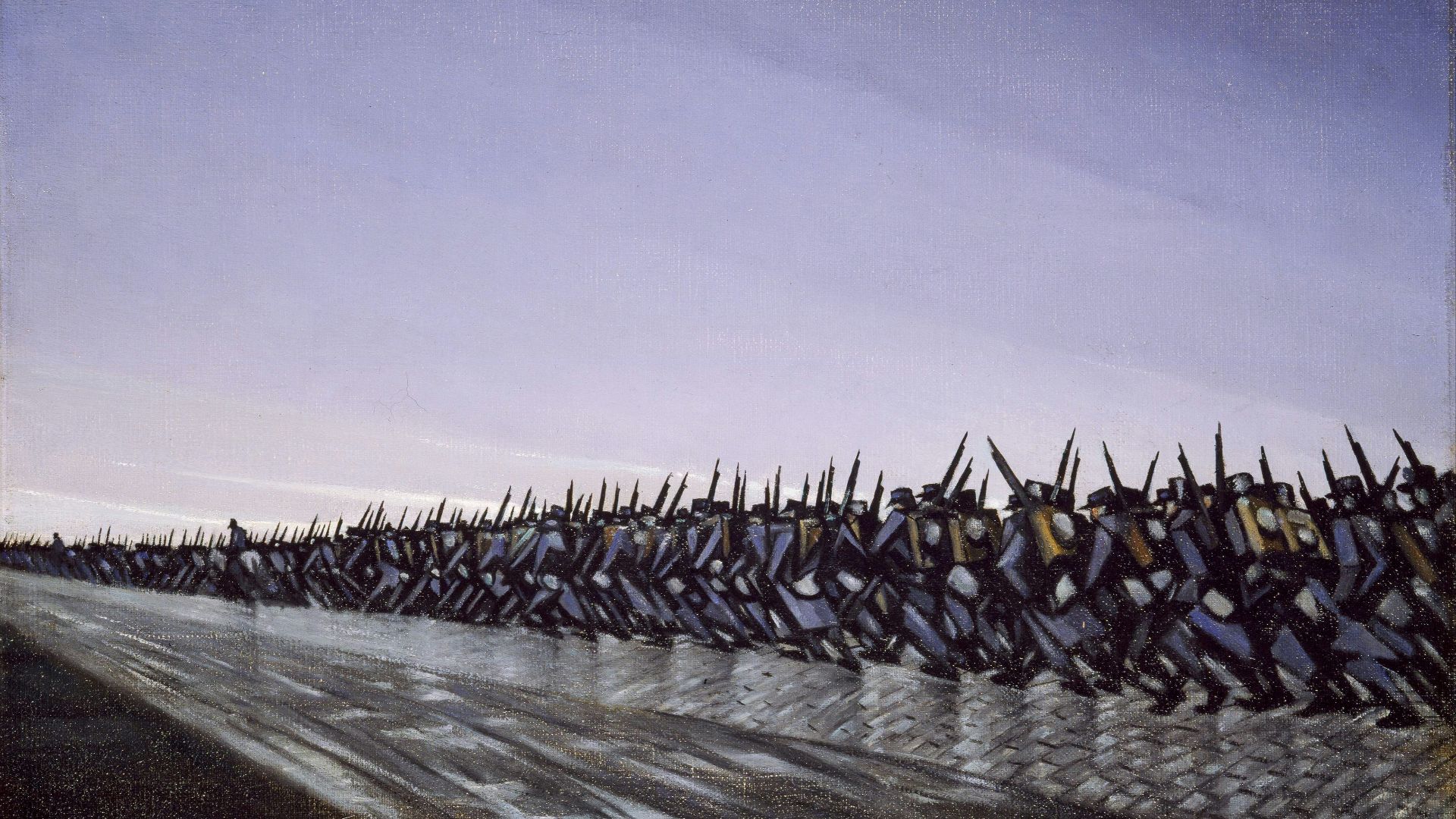 a painting of a line of barbed wire