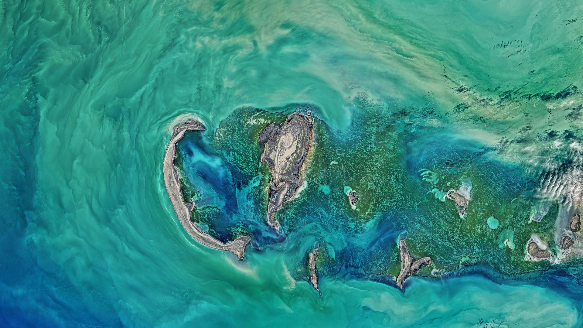 aerial photograph of islands