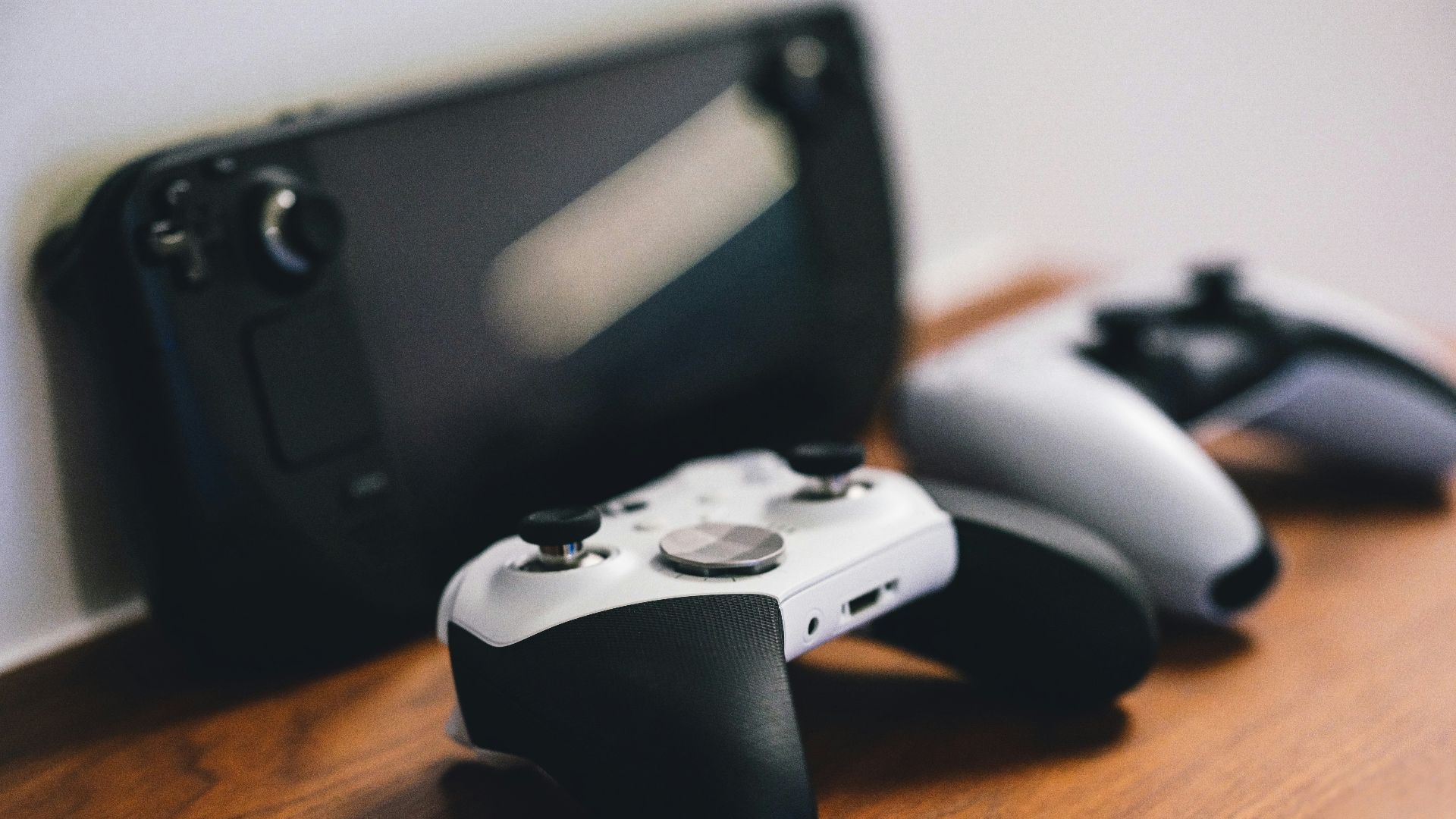 a video game console and controller