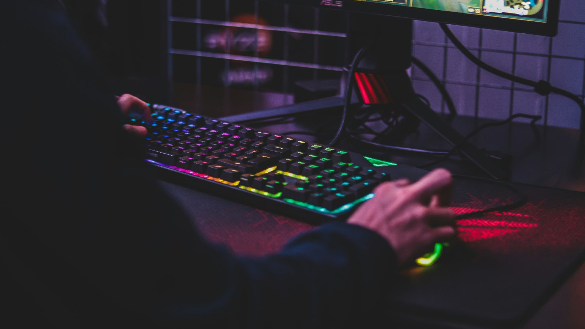 person using desktop computer