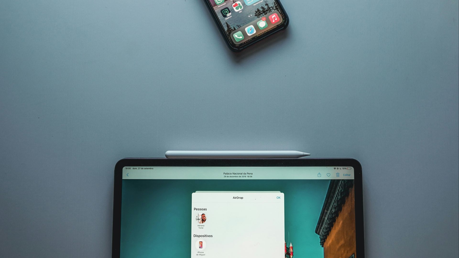 silver ipad on white table