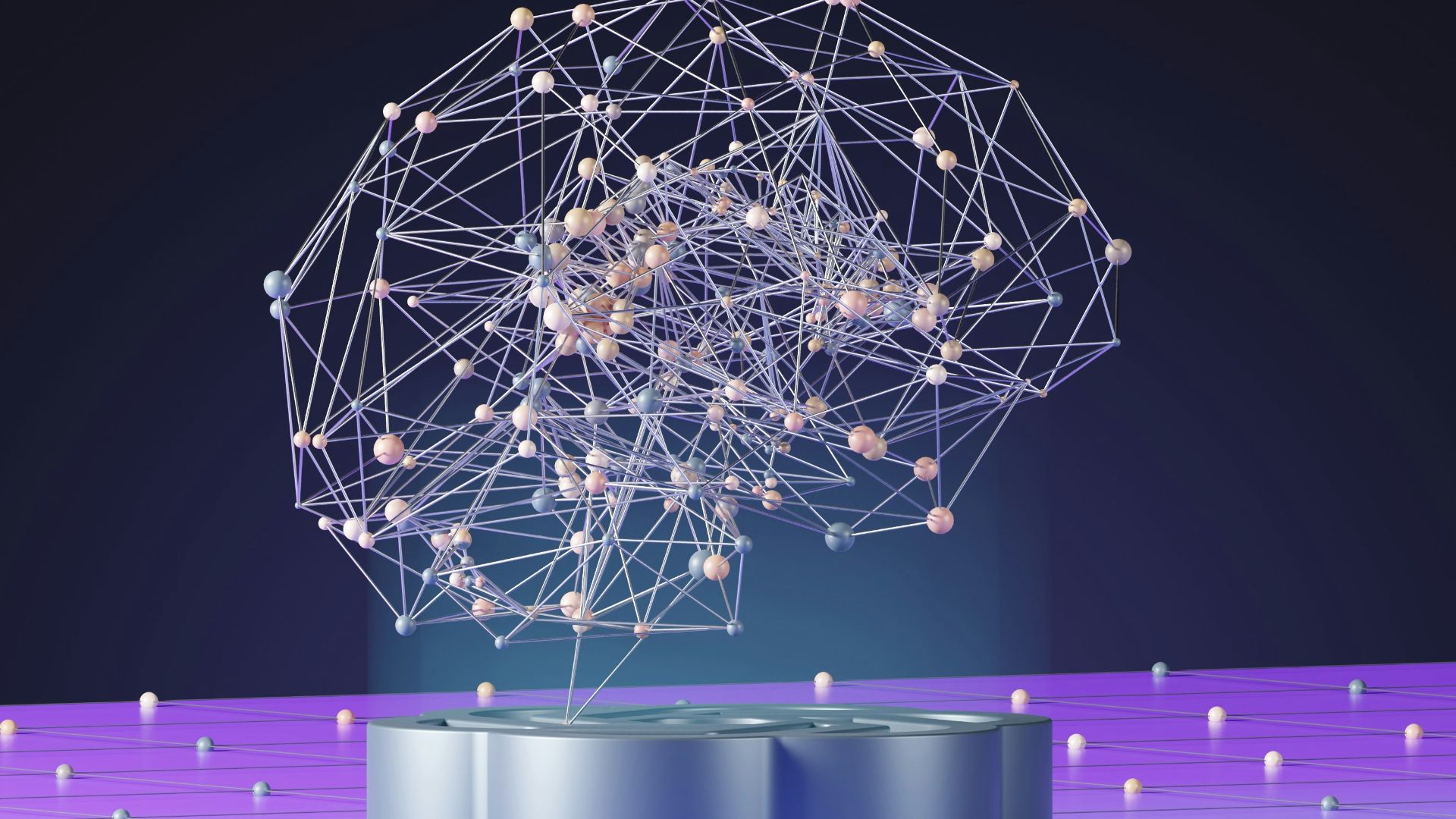 an abstract image of a sphere with dots and lines