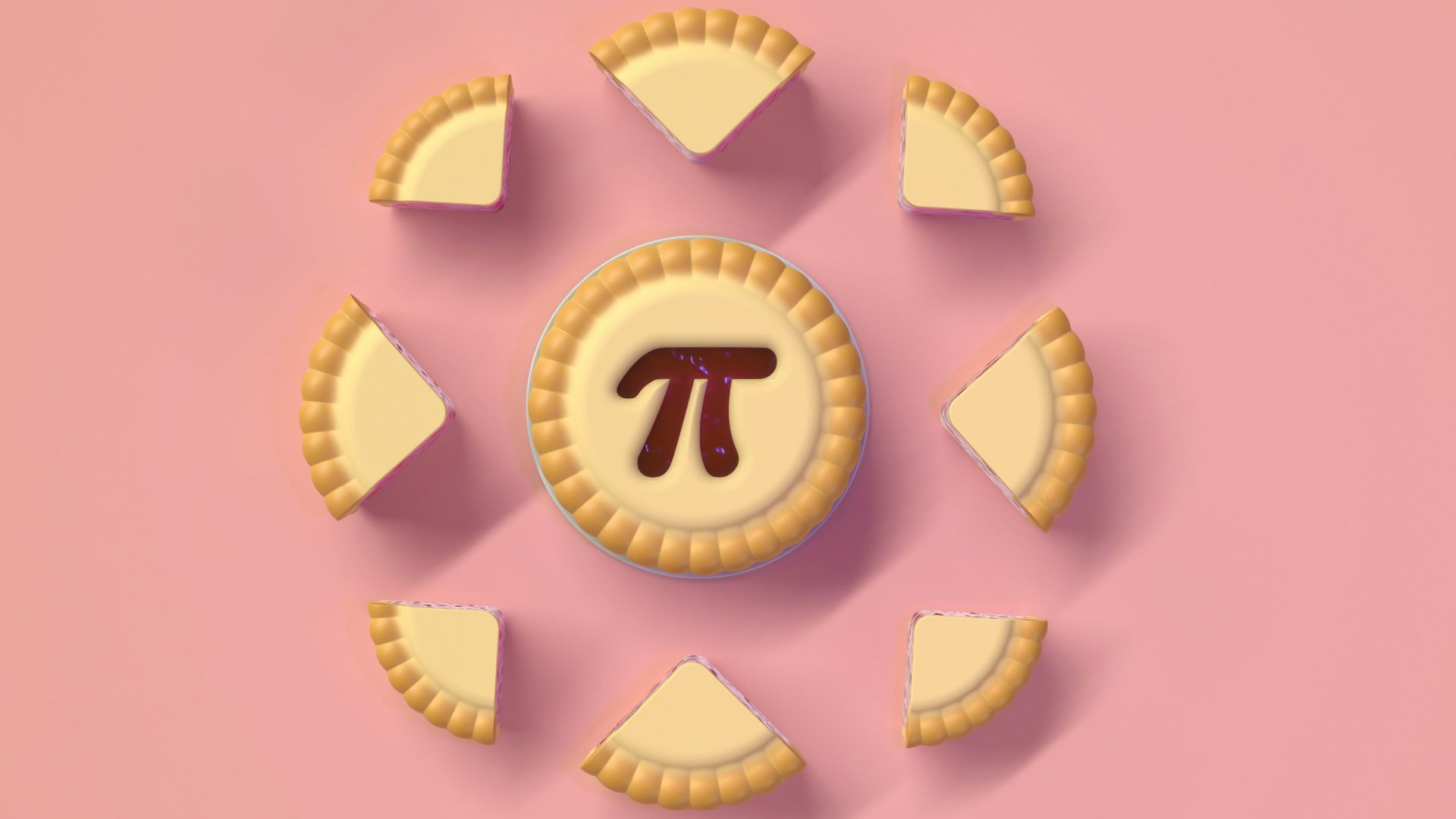 Pi symbol on a cookie, surrounded by slices.