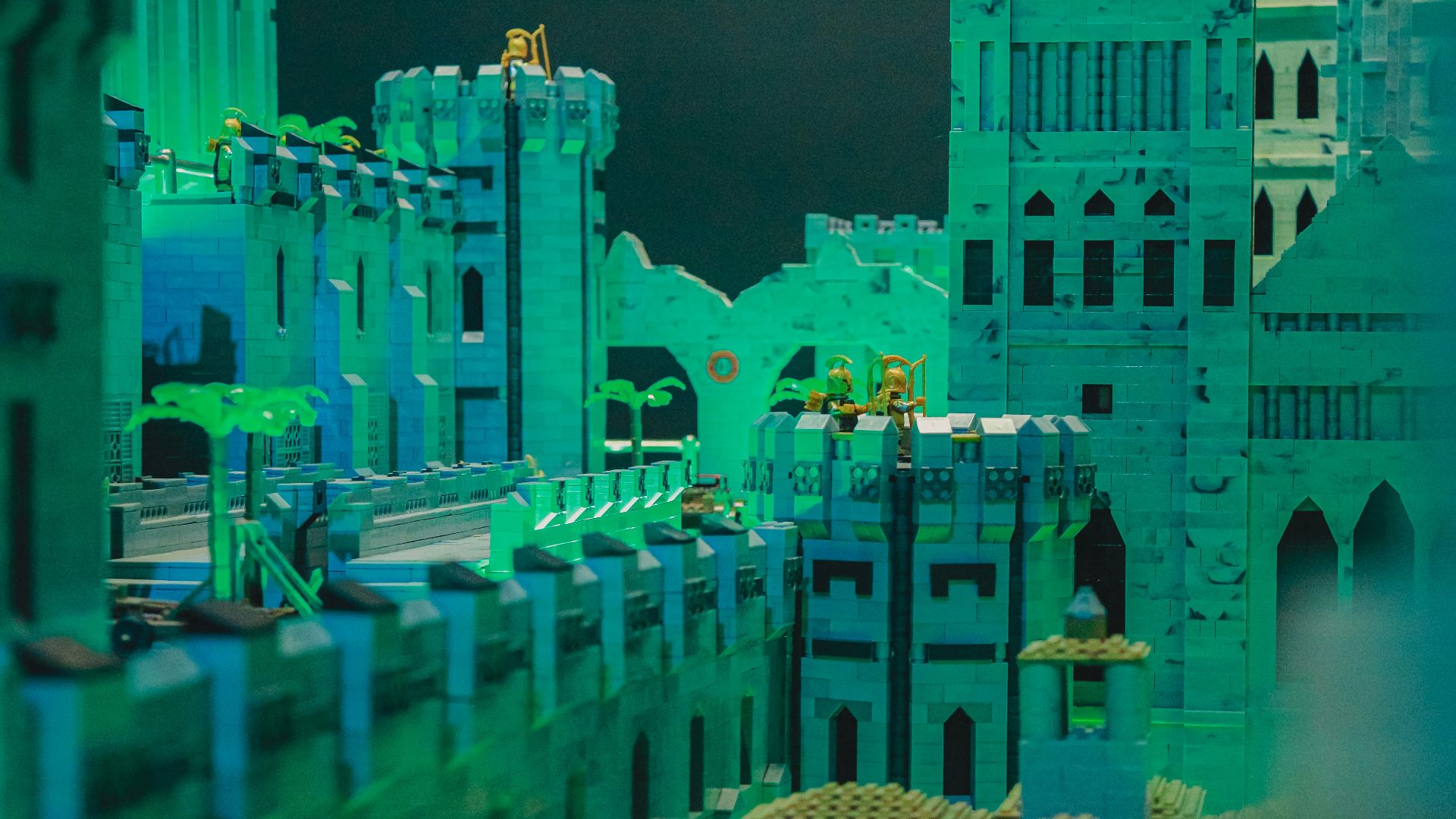 A model of a city with a clock tower