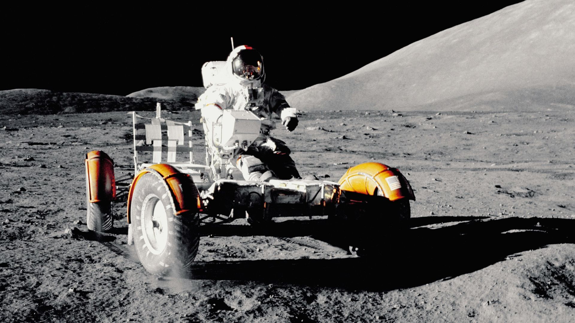 Astronaut on lunar rover
