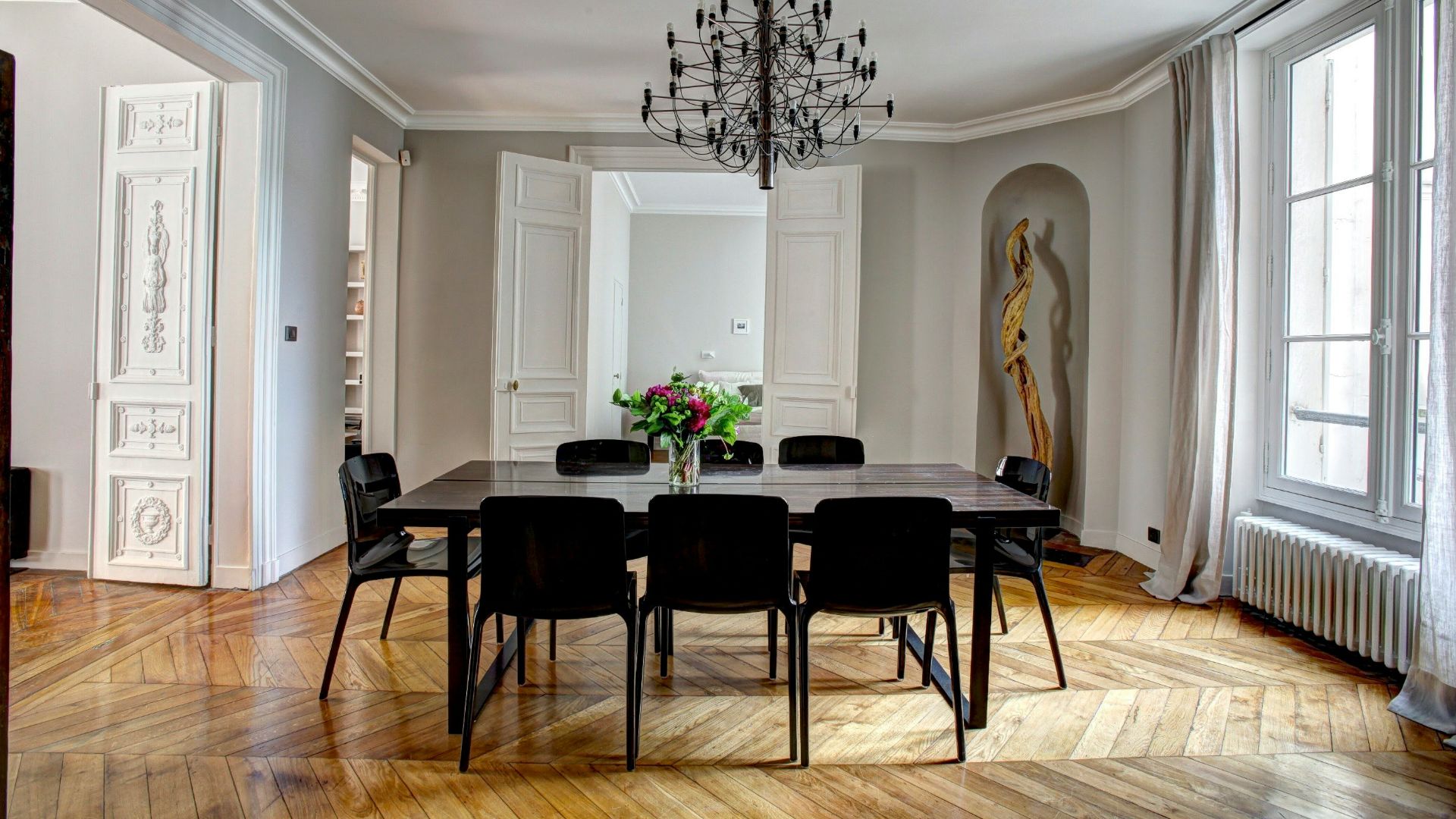 brown wooden dining set inside room