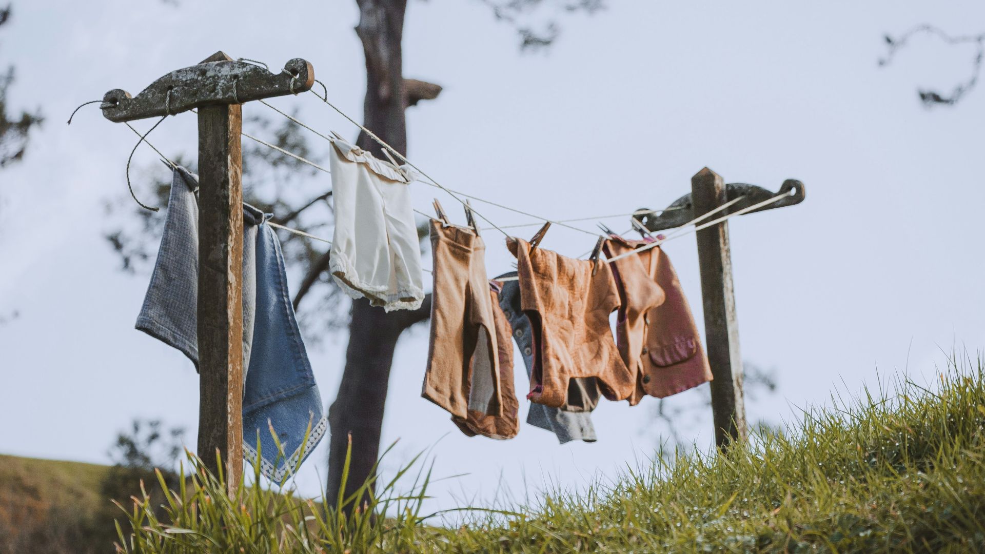 clothes hanging out to dry on a clothes line