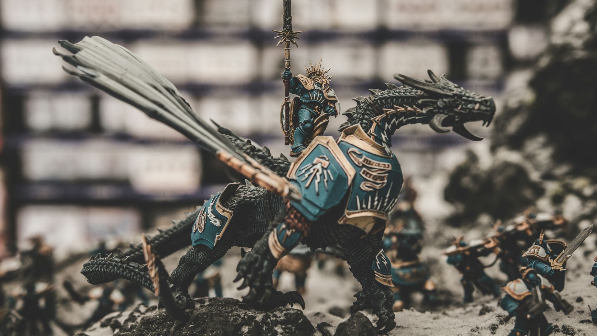 photo of knight riding dragon action figure
