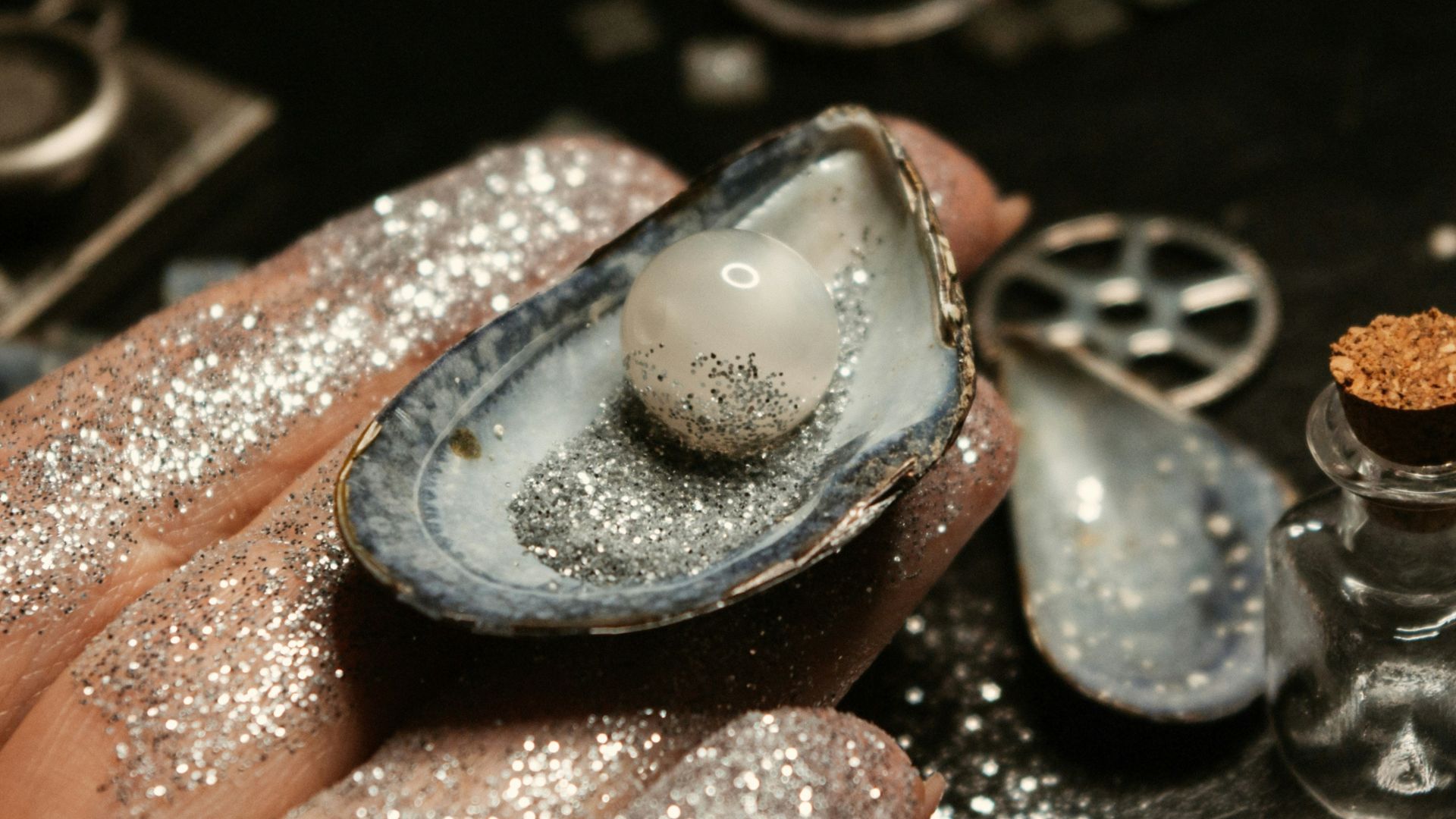 white and silver round ornament