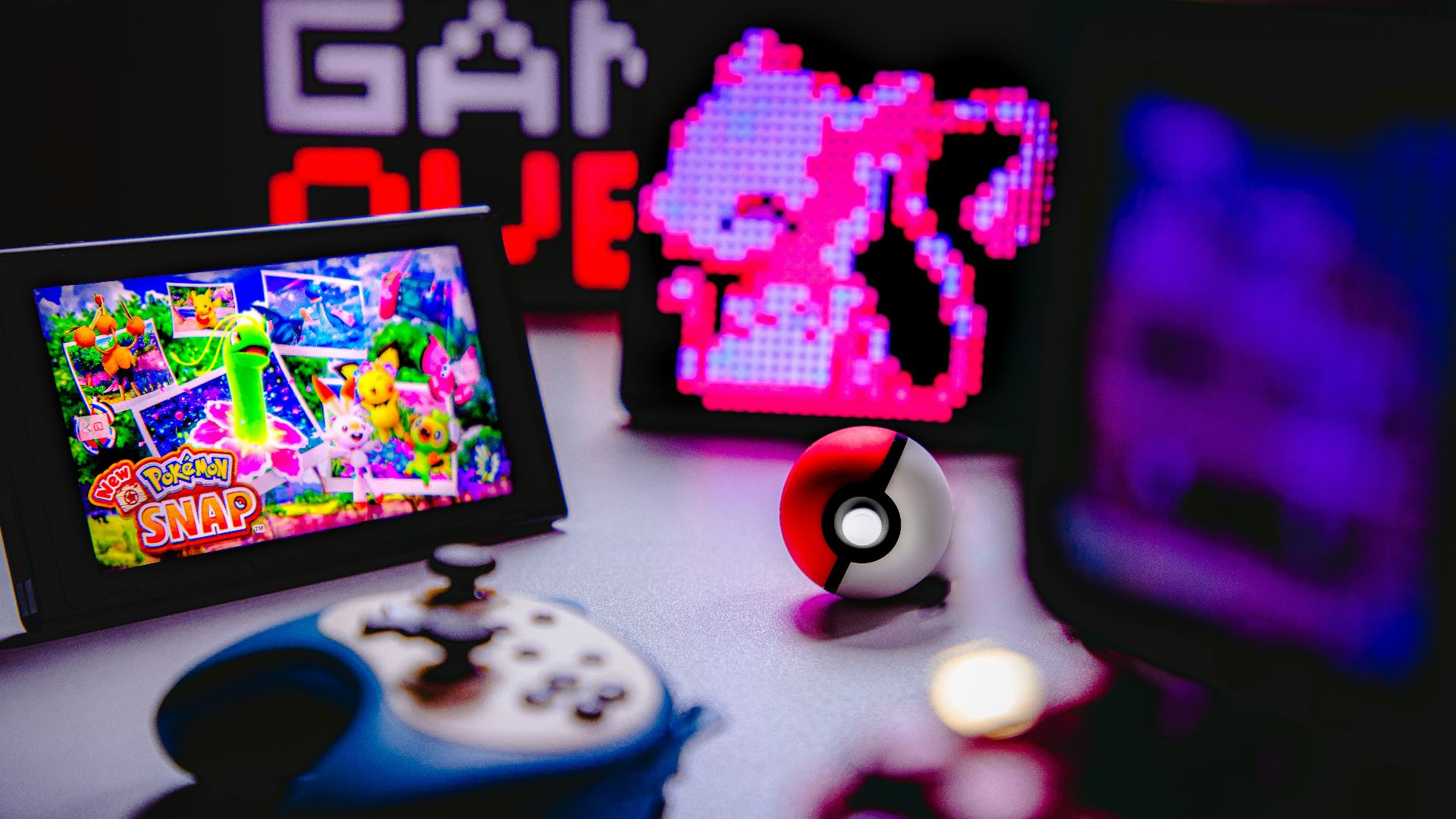 a group of game controllers