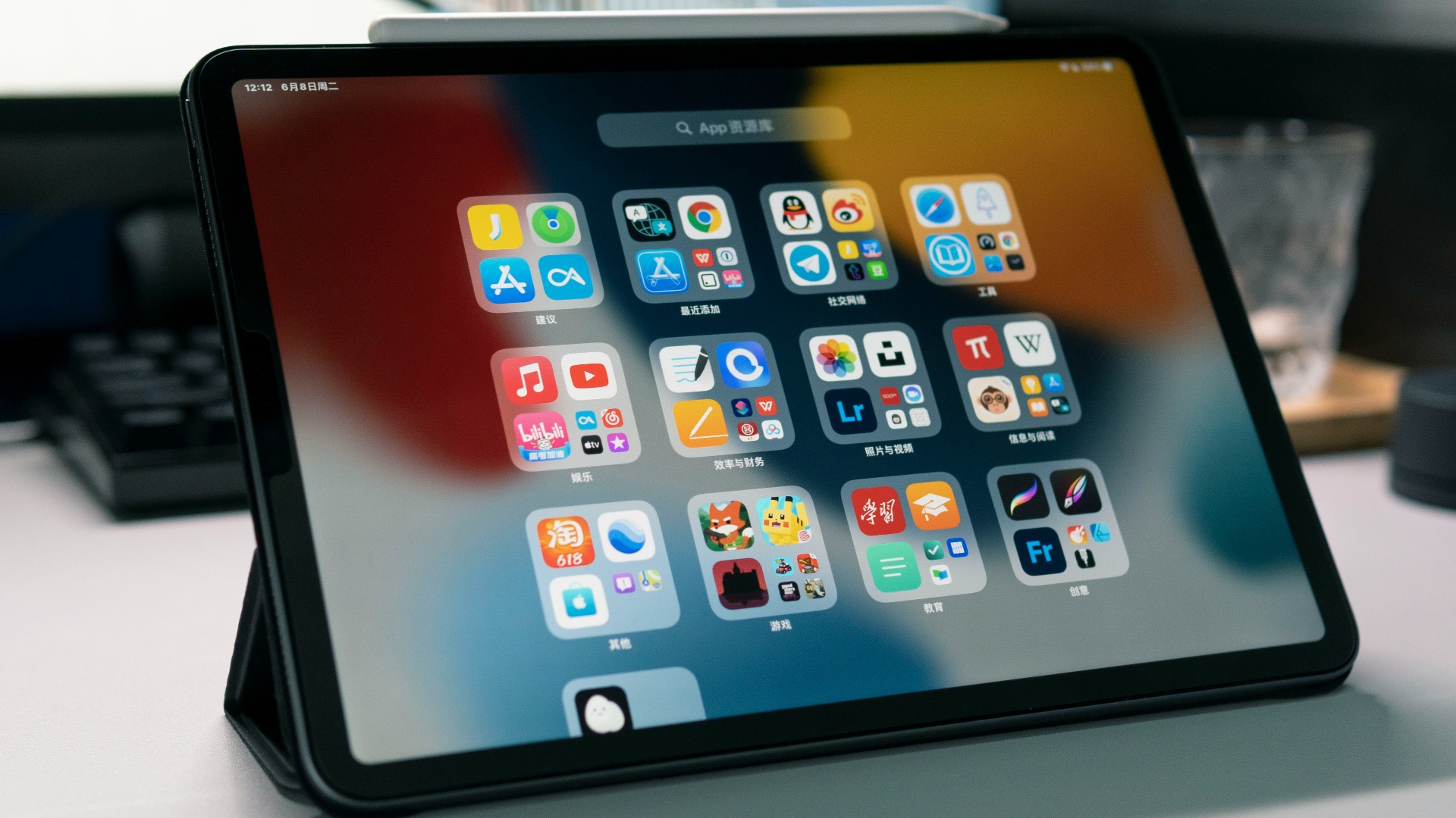 a tablet computer sitting on top of a table