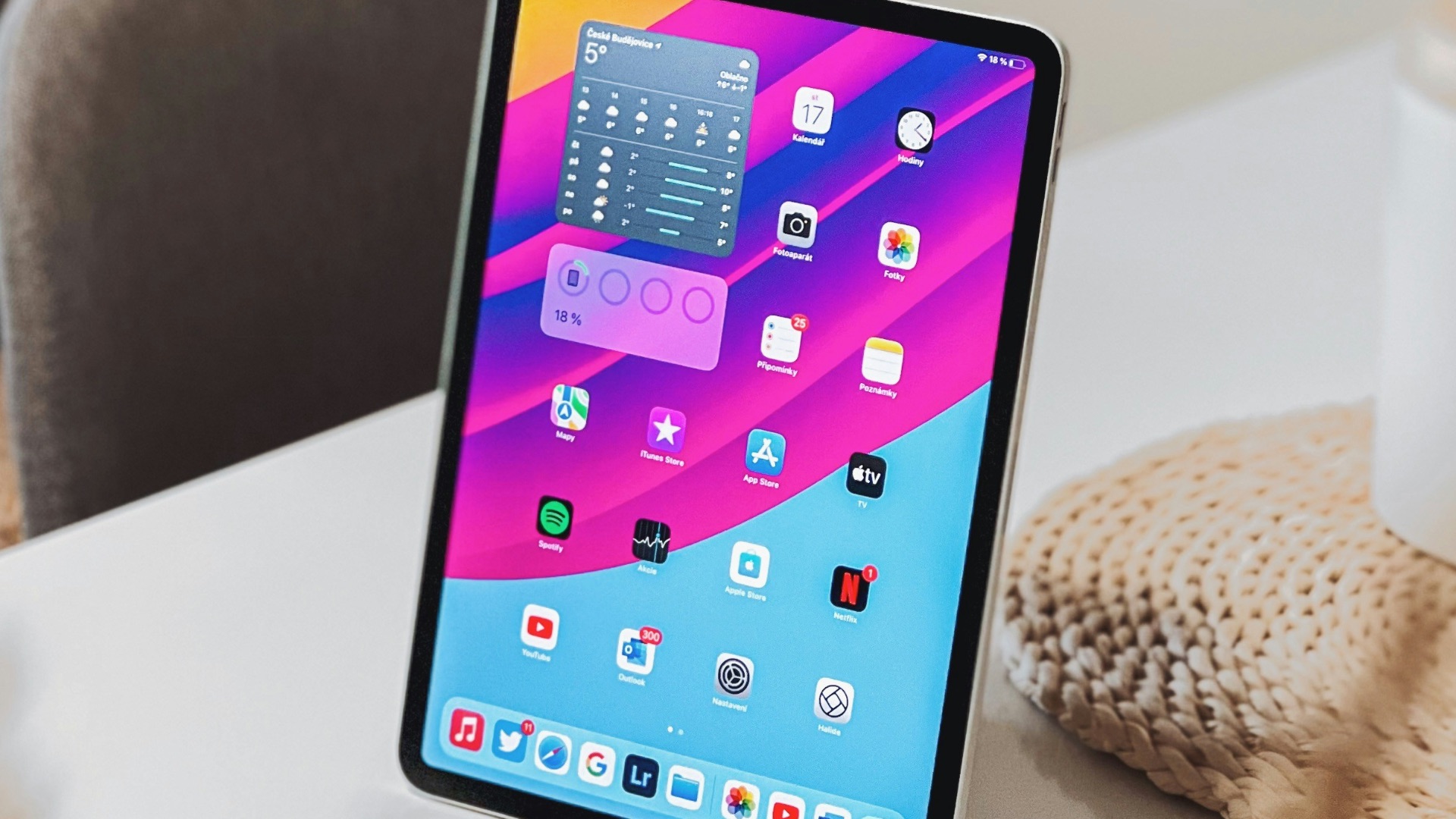 a tablet computer sitting on top of a table