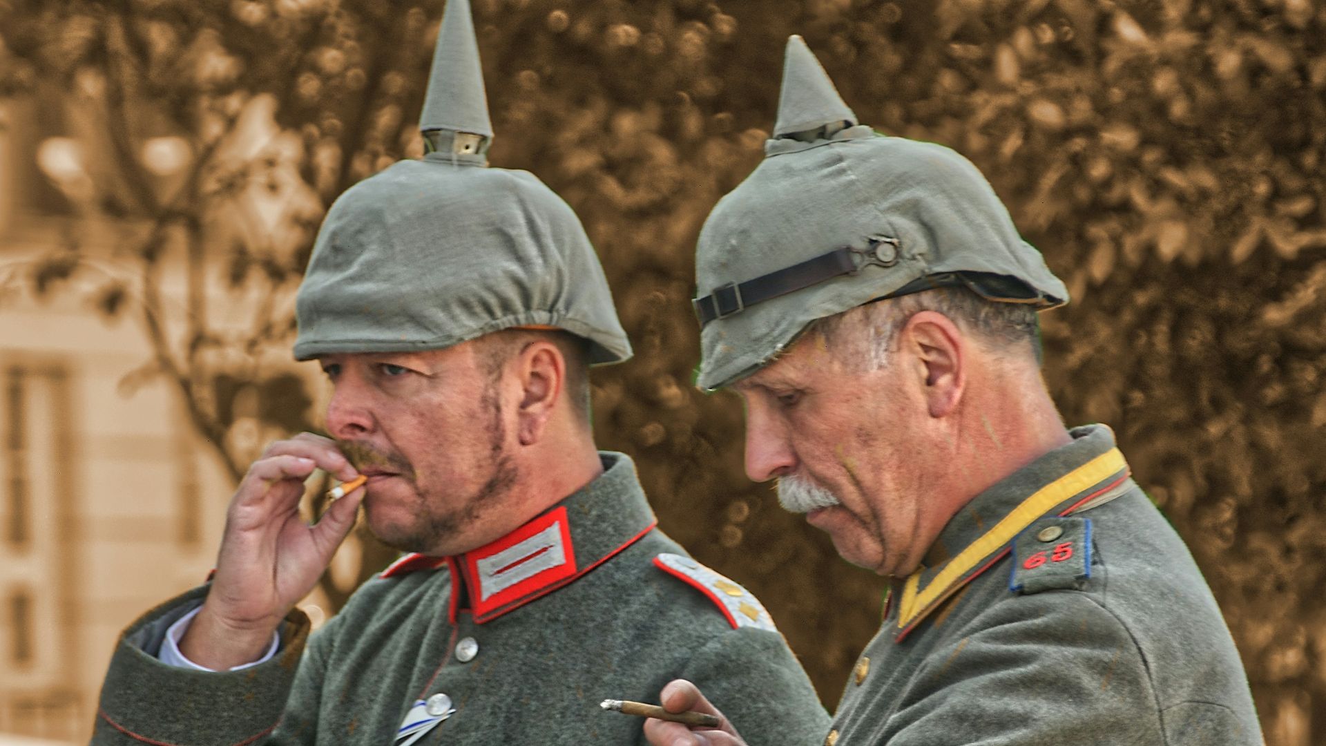man in black and red uniform