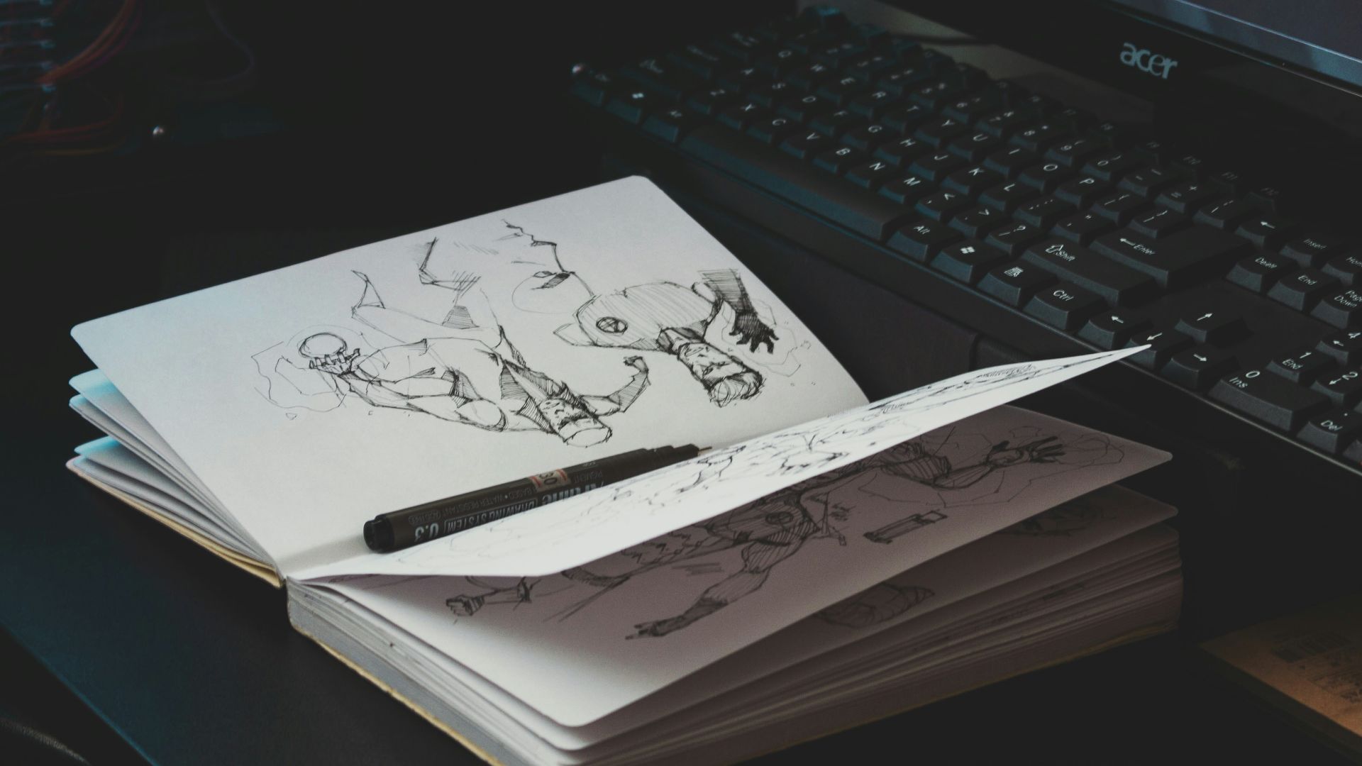 black flat screen computer monitor beside black computer keyboard