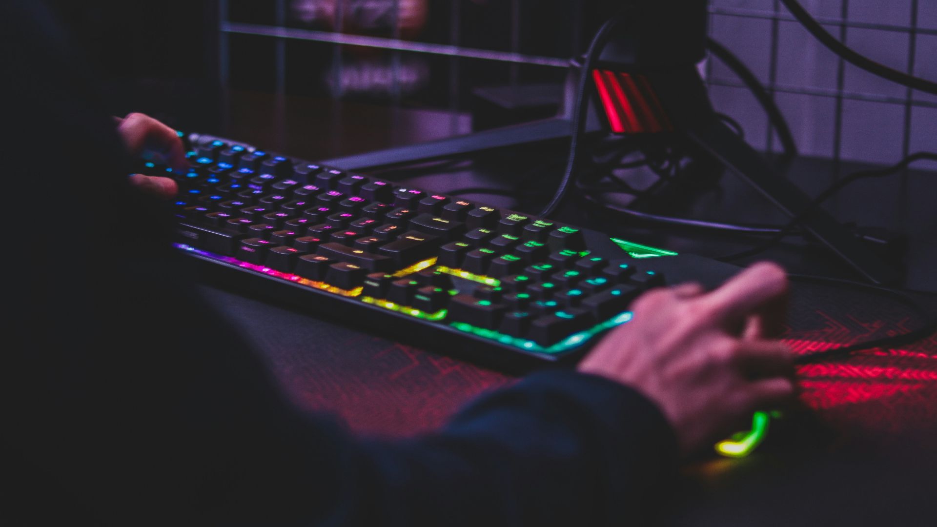 person using desktop computer