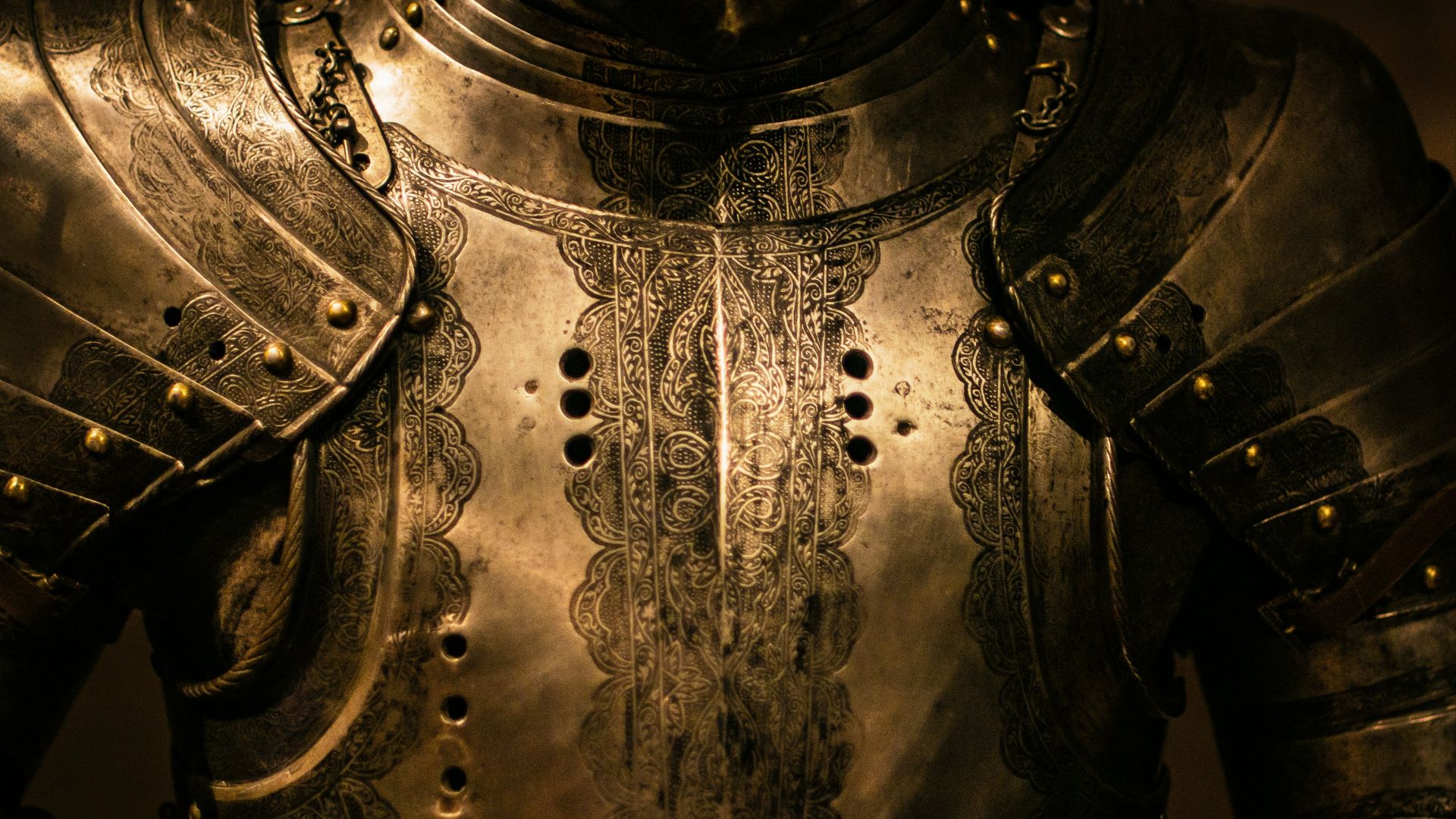 gray stainless steel armor