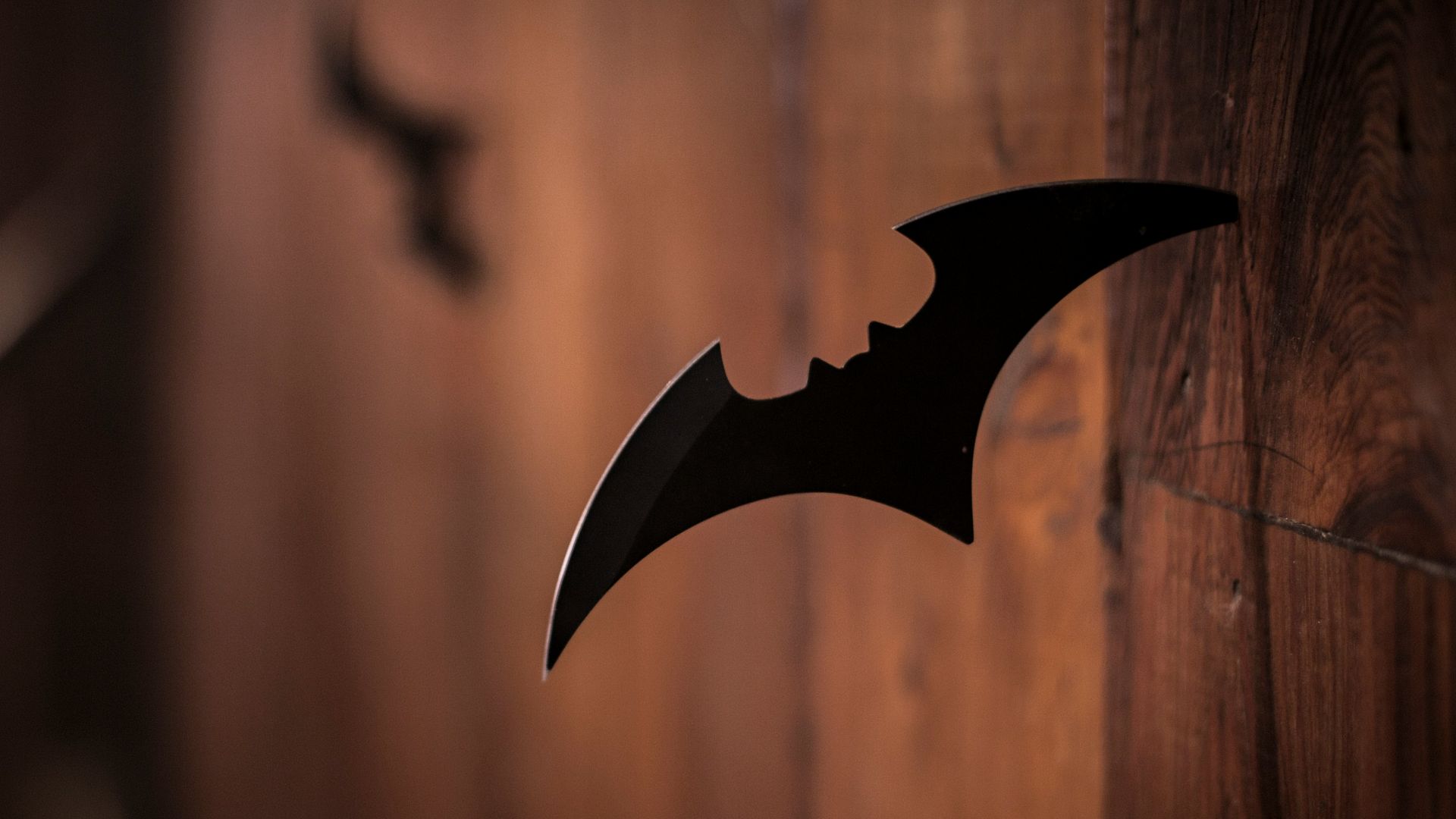 closeup photo of shuriken on wood