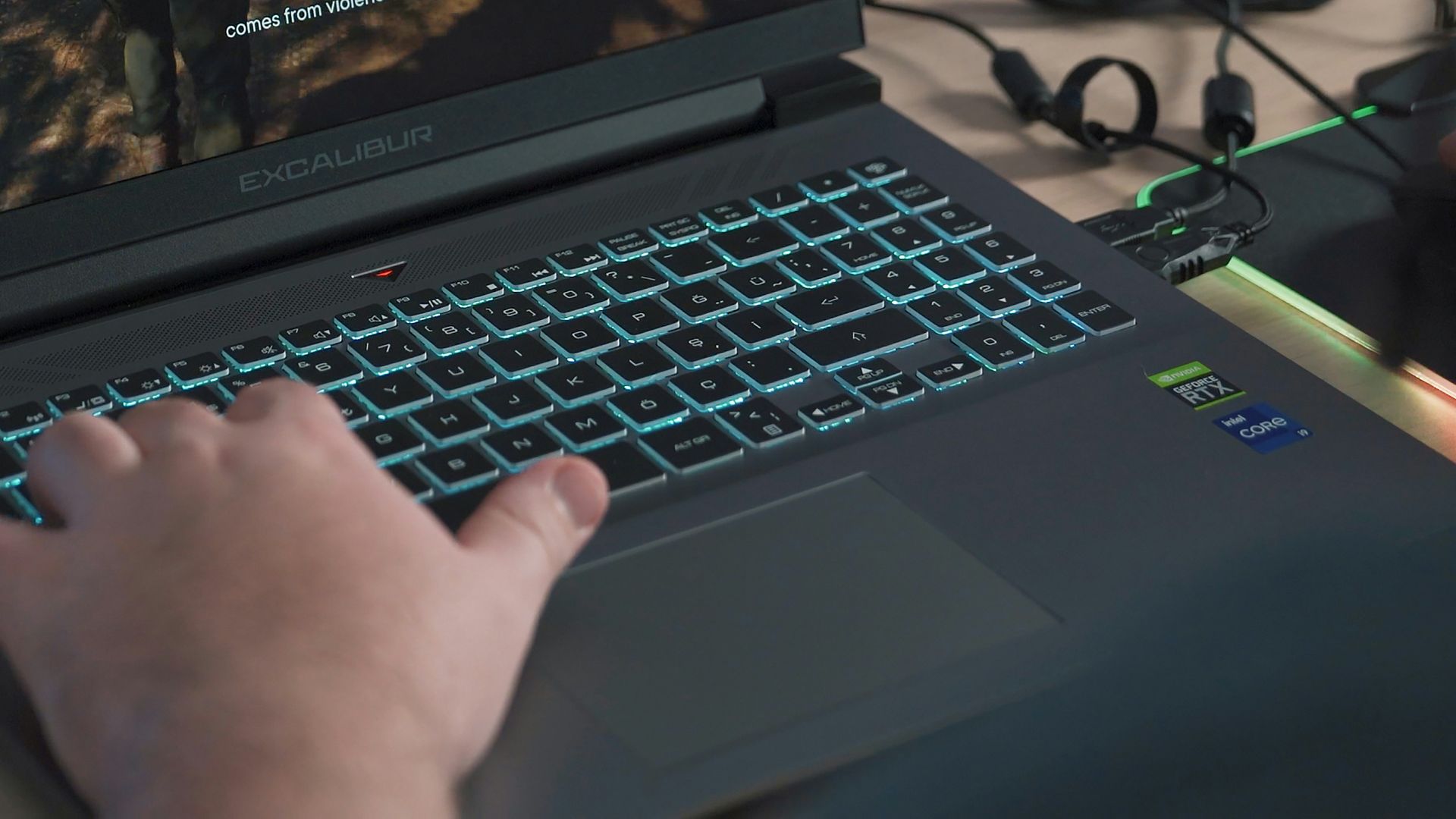 a person playing a video game on a laptop