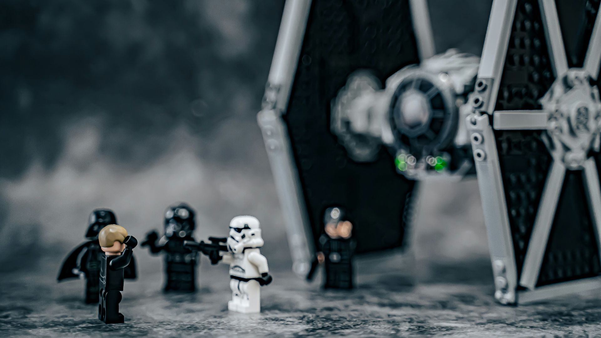 a star wars scene with legos and a lego darth vader