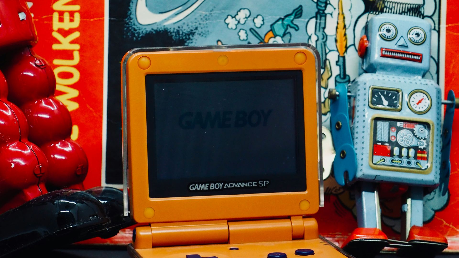 a yellow computer on a table