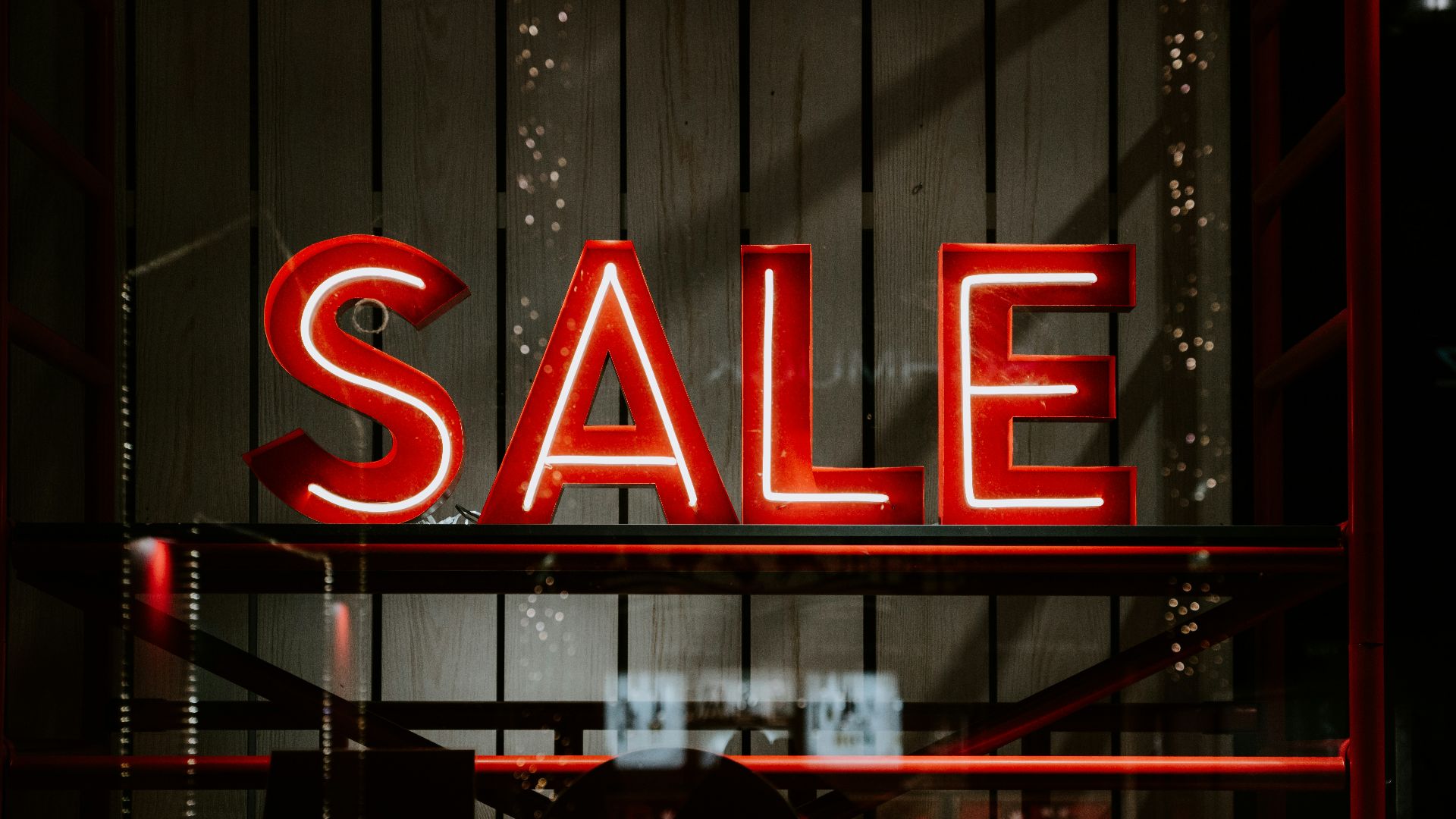 red and white sale LED sign