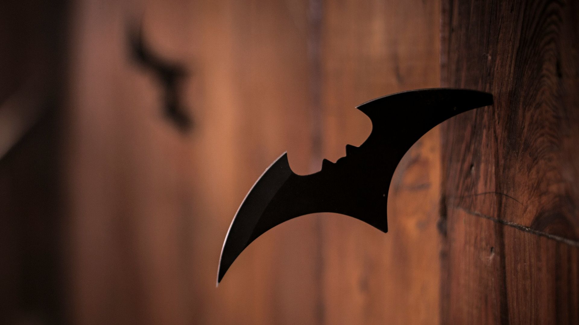 closeup photo of shuriken on wood