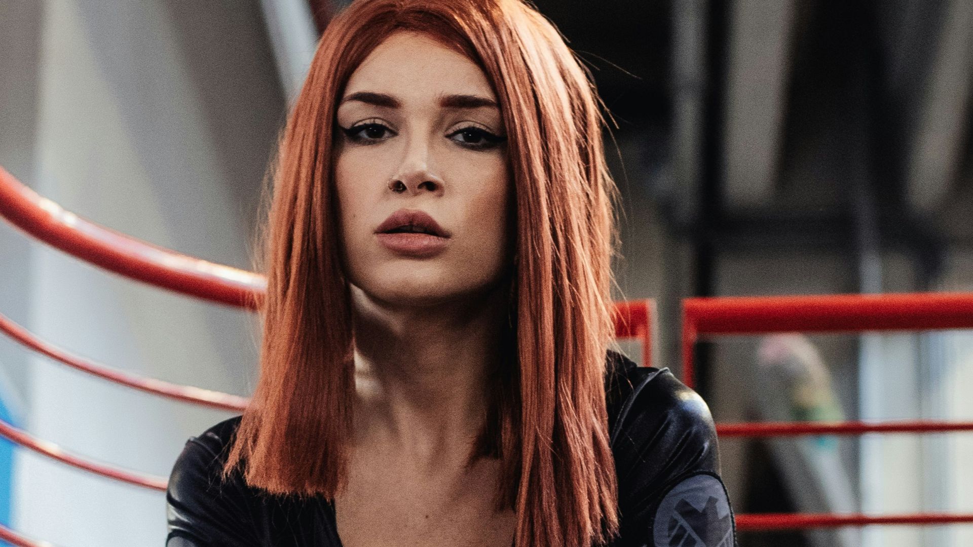 a woman sitting on a bench