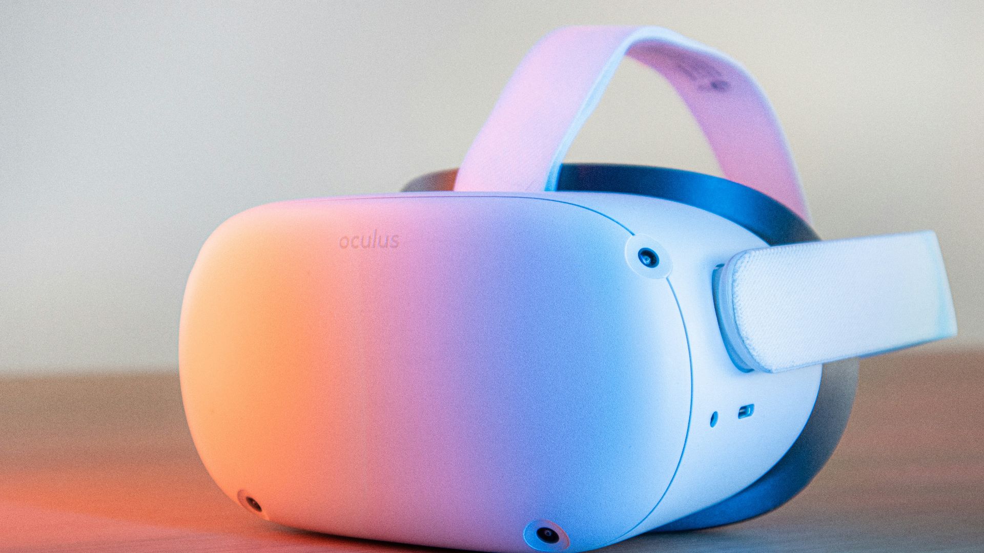 pink and white vr goggles