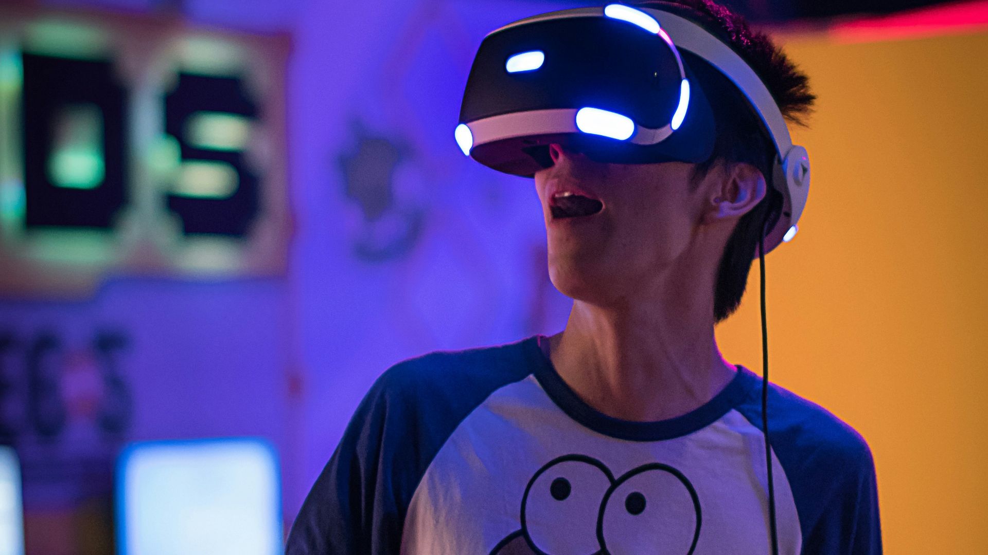 man wearing Sony PlayStation VR