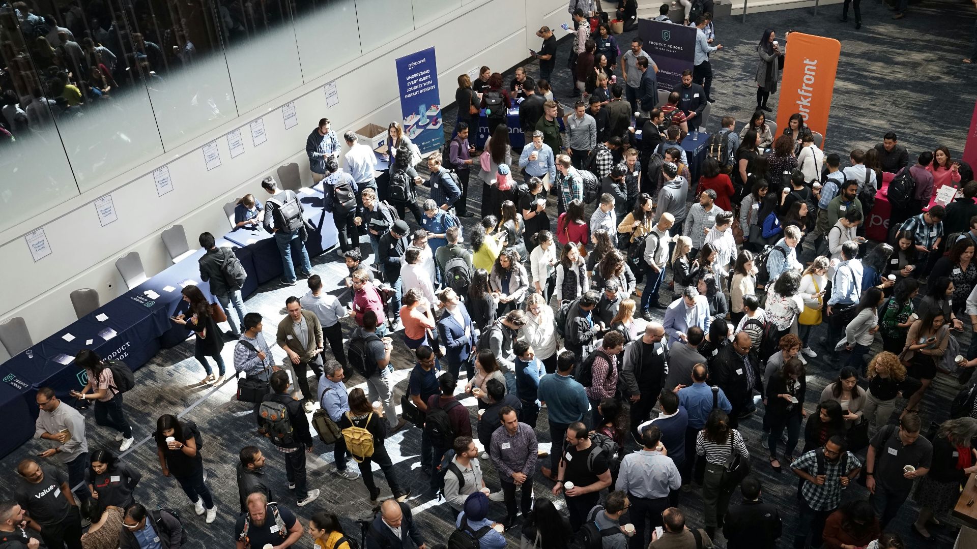 crowd of people in building lobby