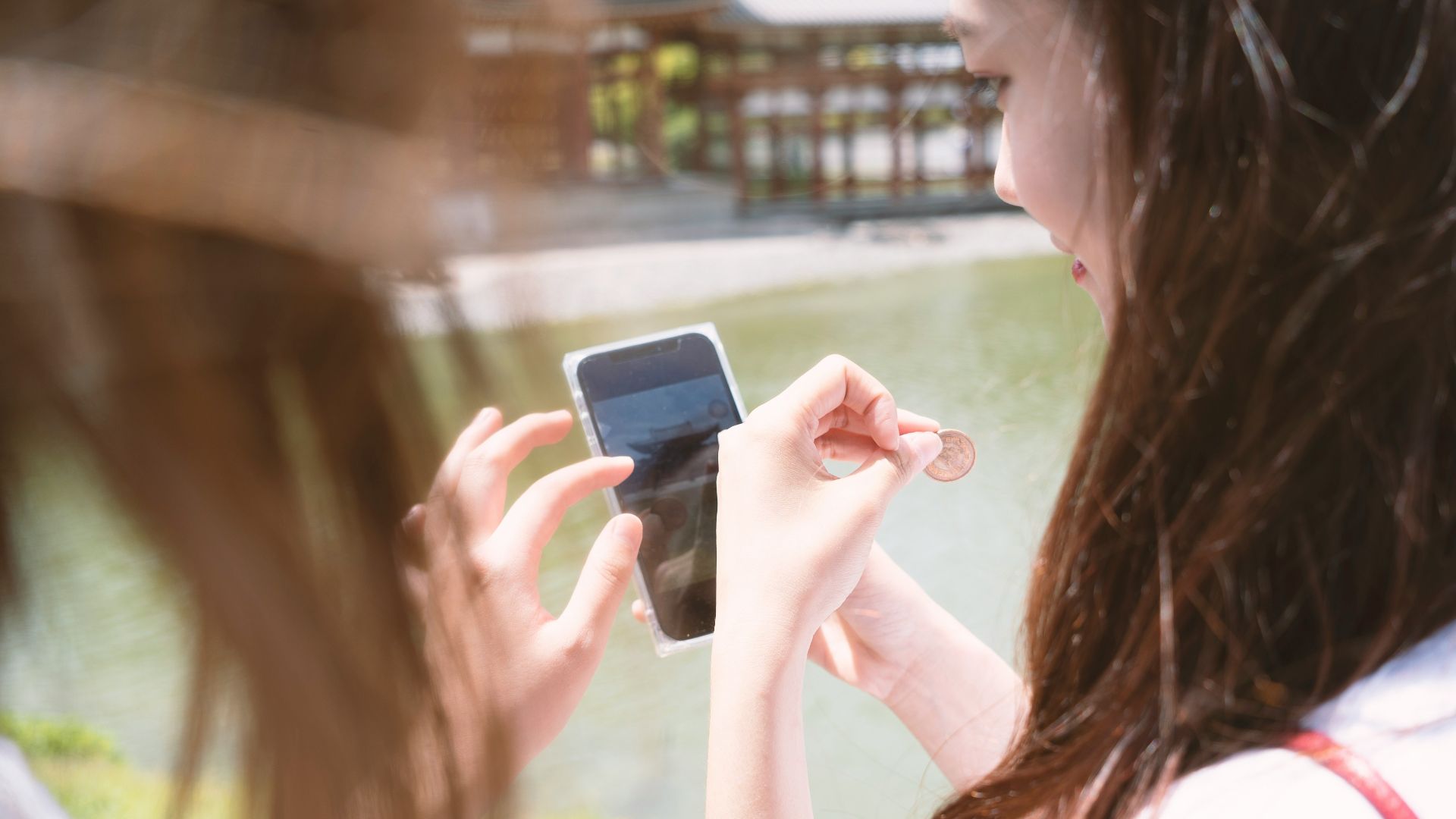 woman holding smartphone
