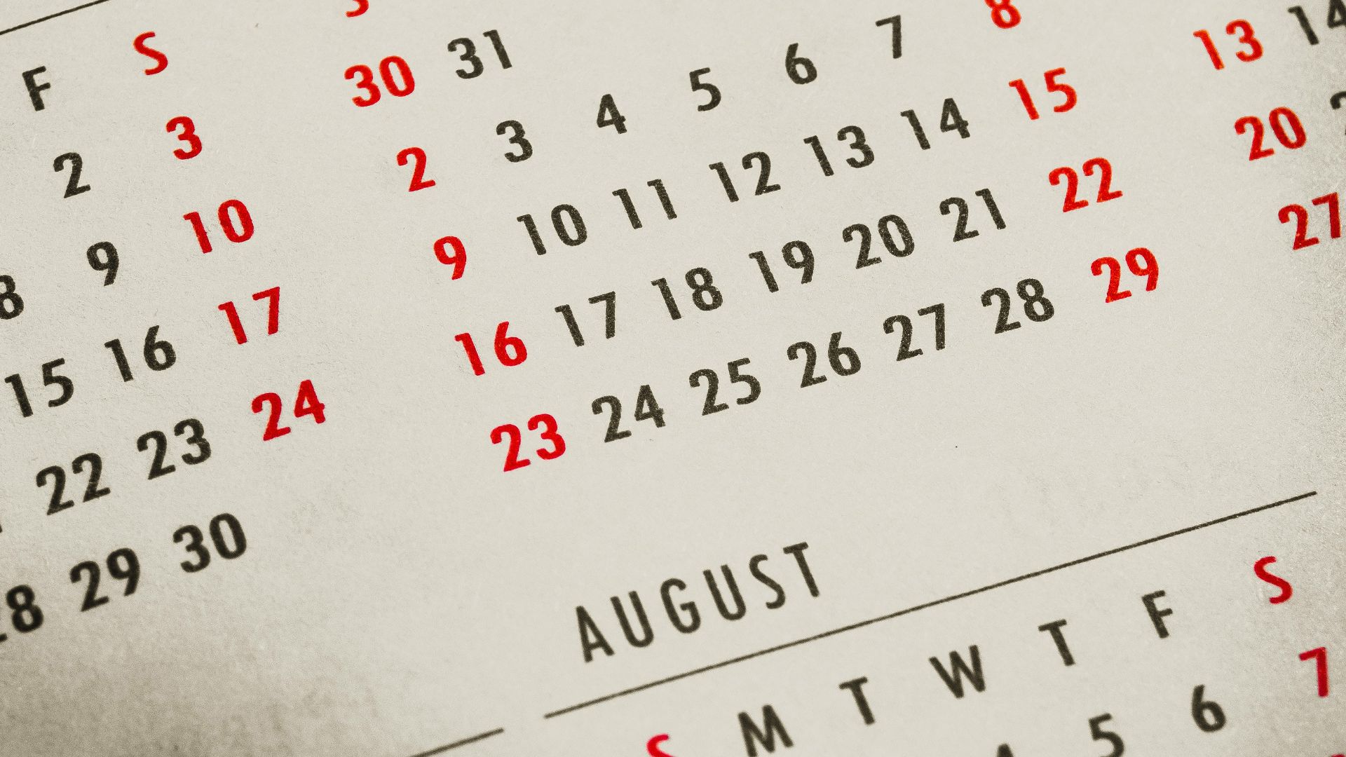 a close up of a calendar on a table