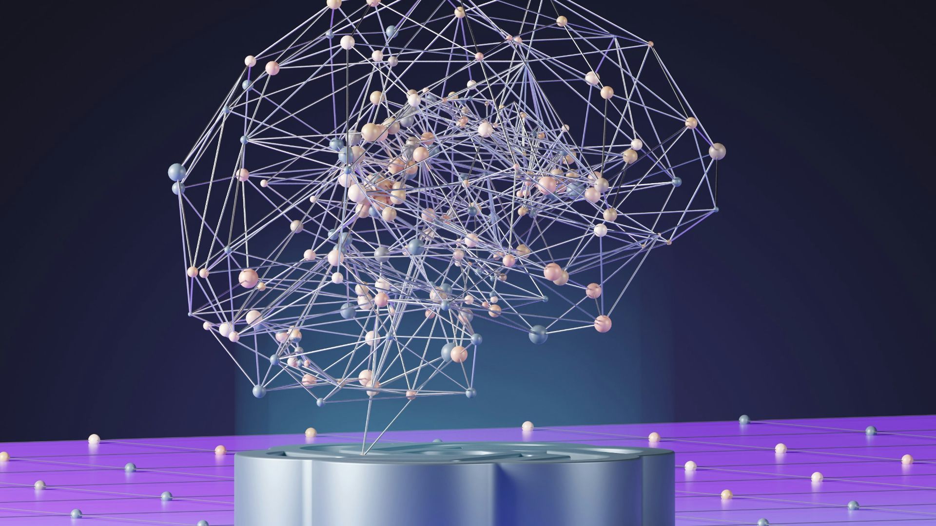 an abstract image of a sphere with dots and lines