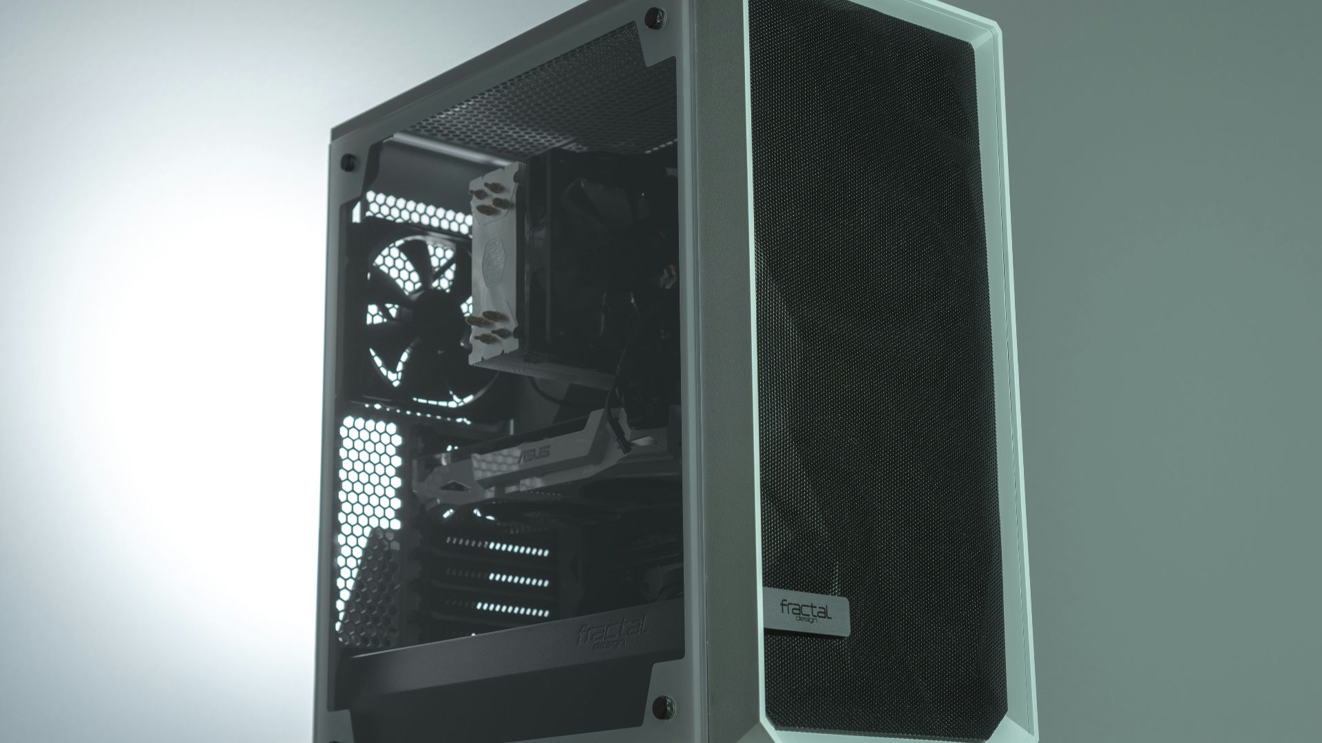 a computer tower with a black screen