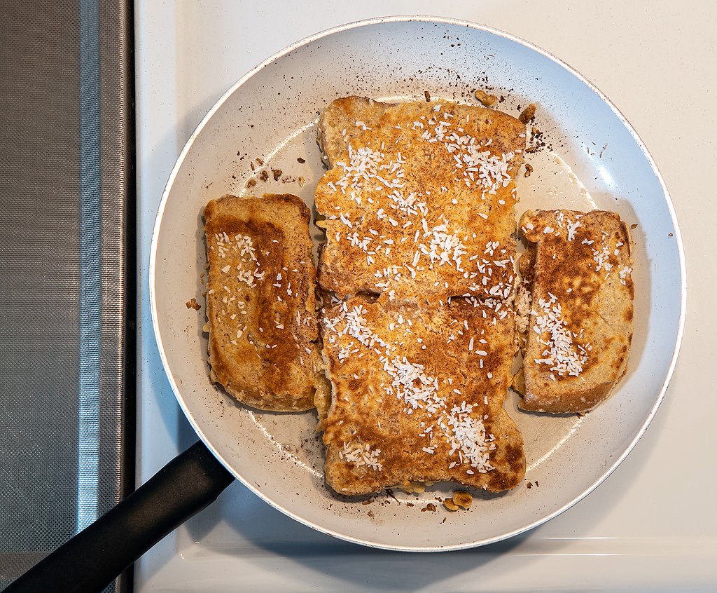 French Toast With Cinnamon And Coconut Flakes