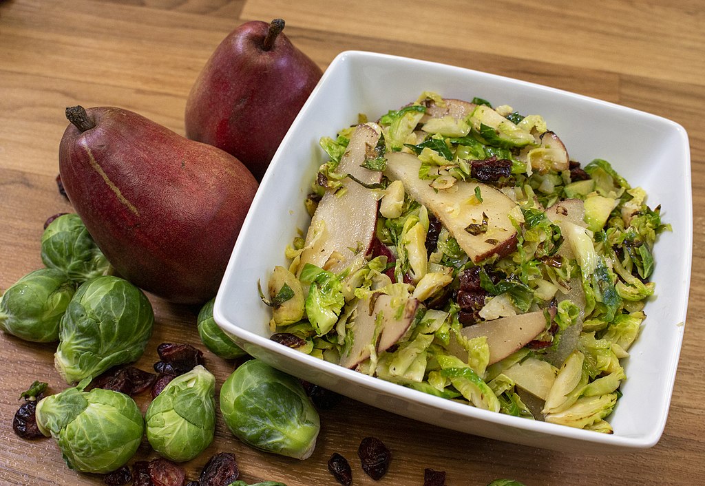 Warm Brussel Sprouts And Pear Salad (49164479841)