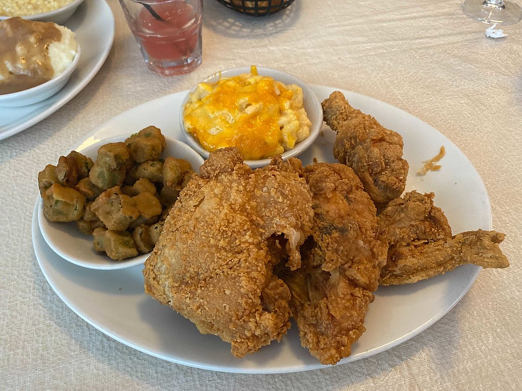Fried Chicken, Fried Okra And Mac & Cheese From Mary Mac's Tea Room In Atlanta