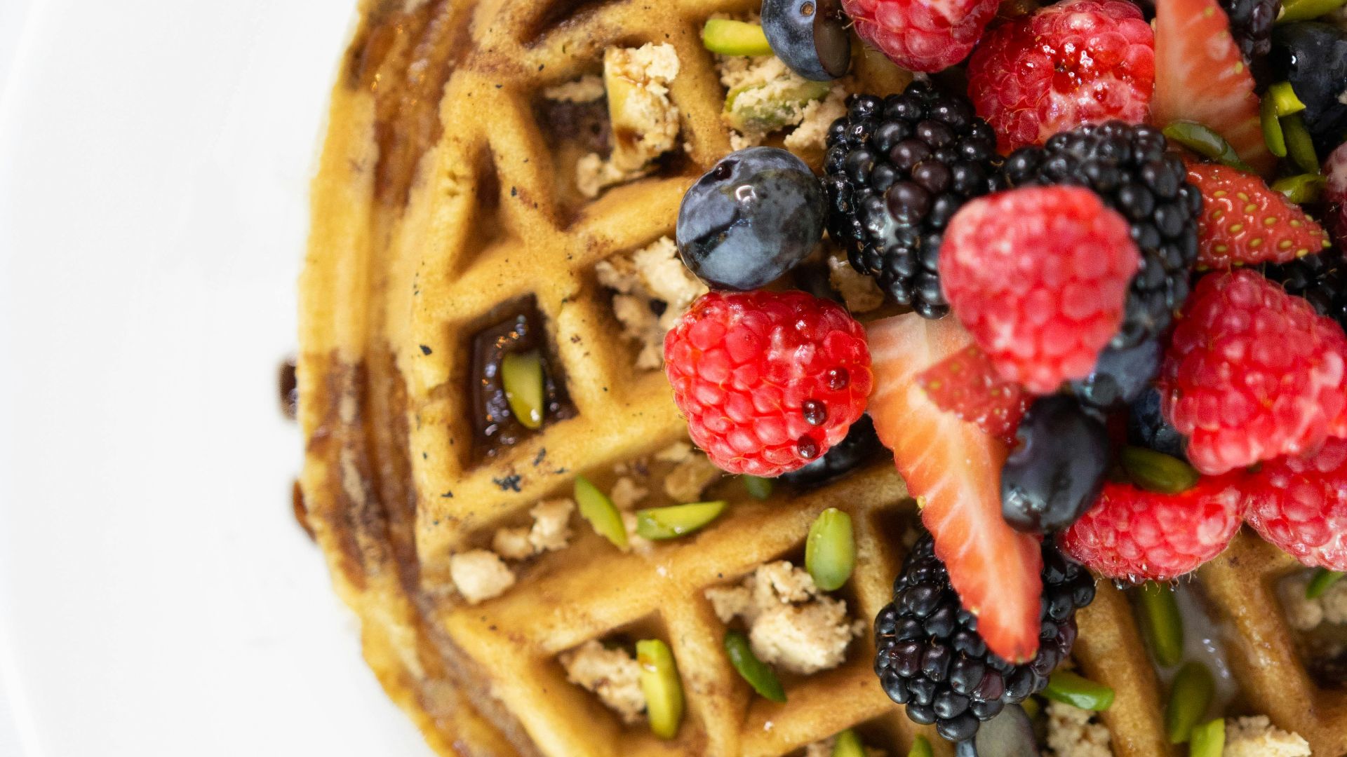 a waffle with fruit on top
