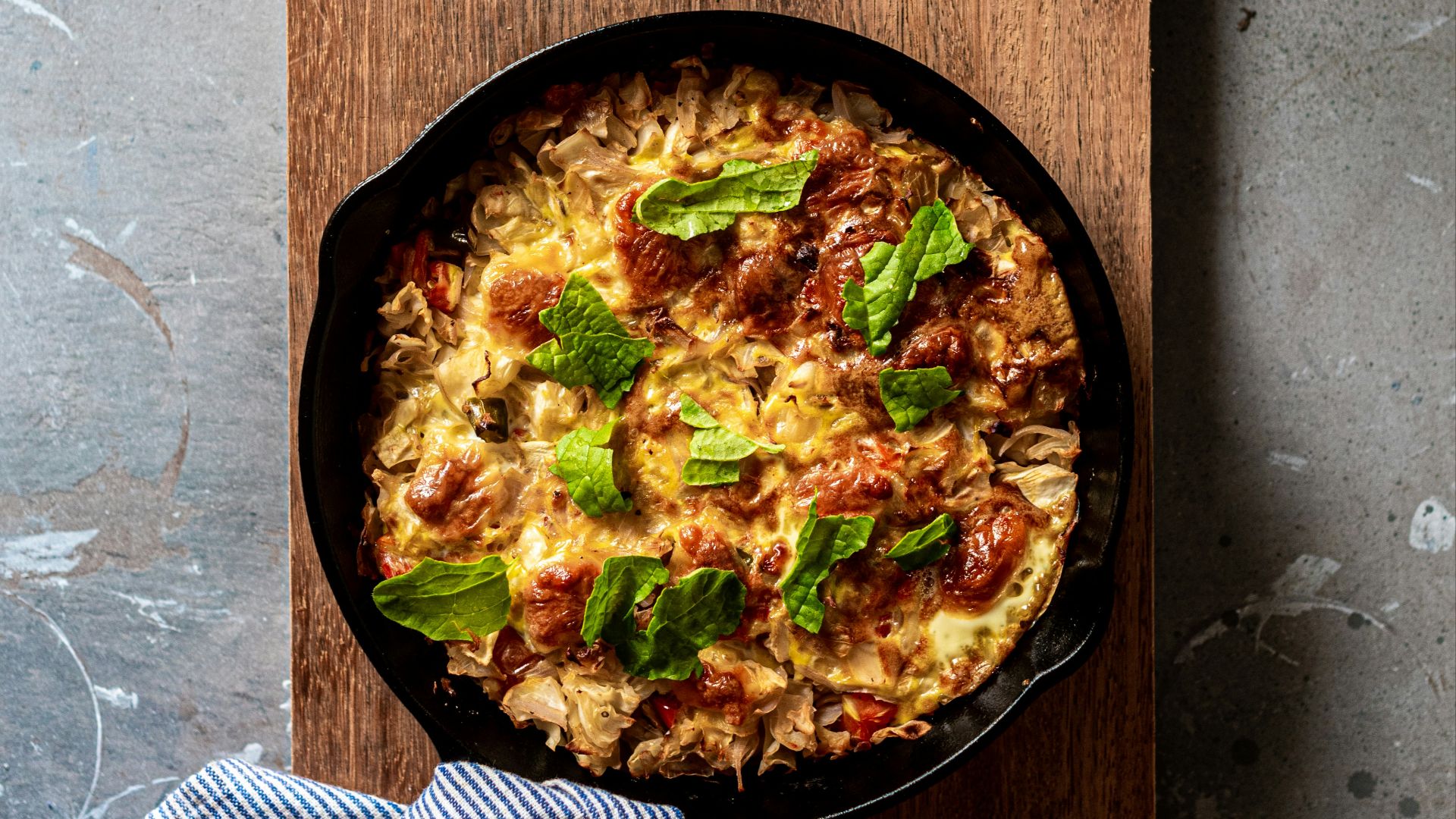 cooked food on black ceramic plate
