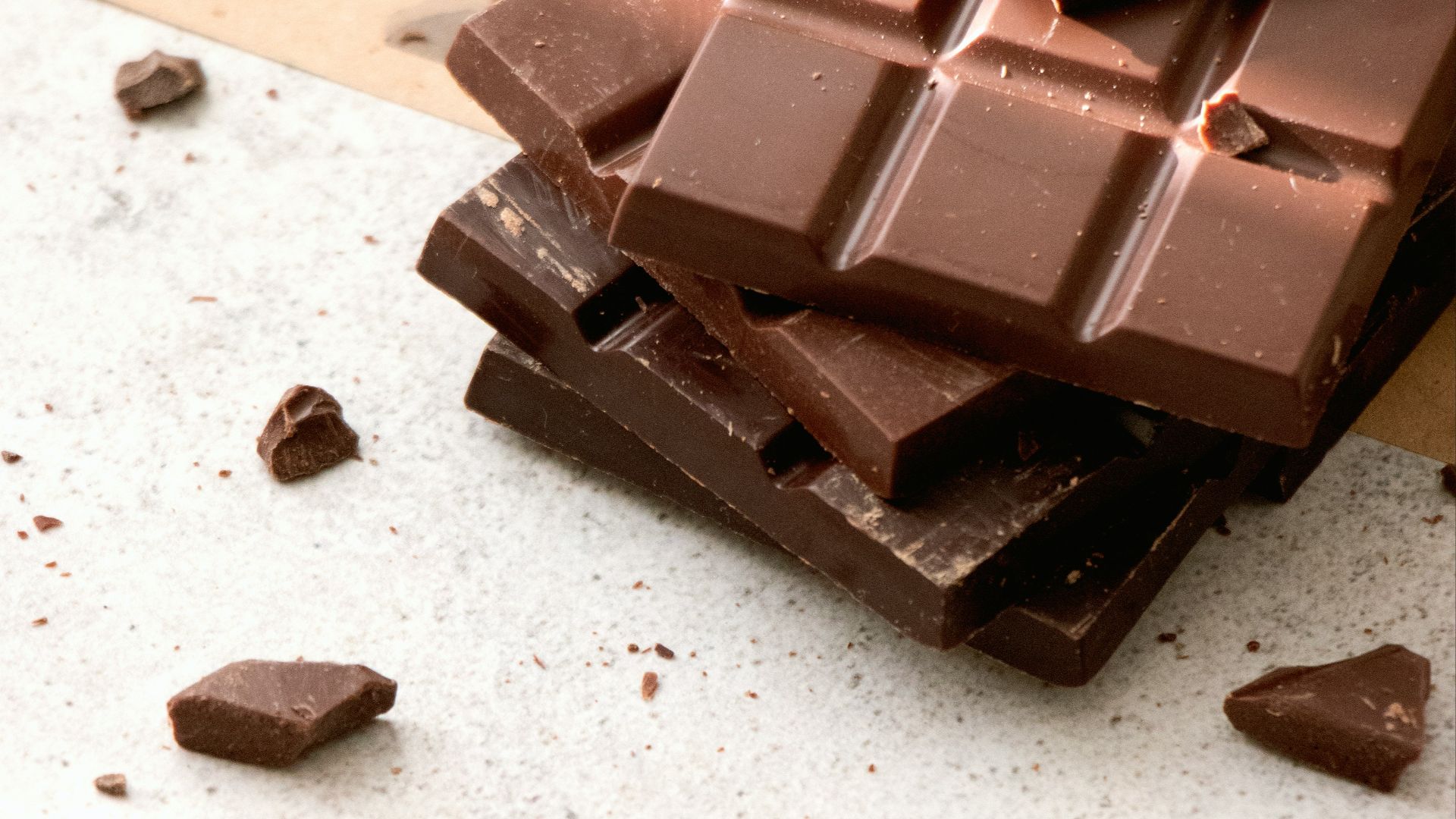 chocolate bars on white table