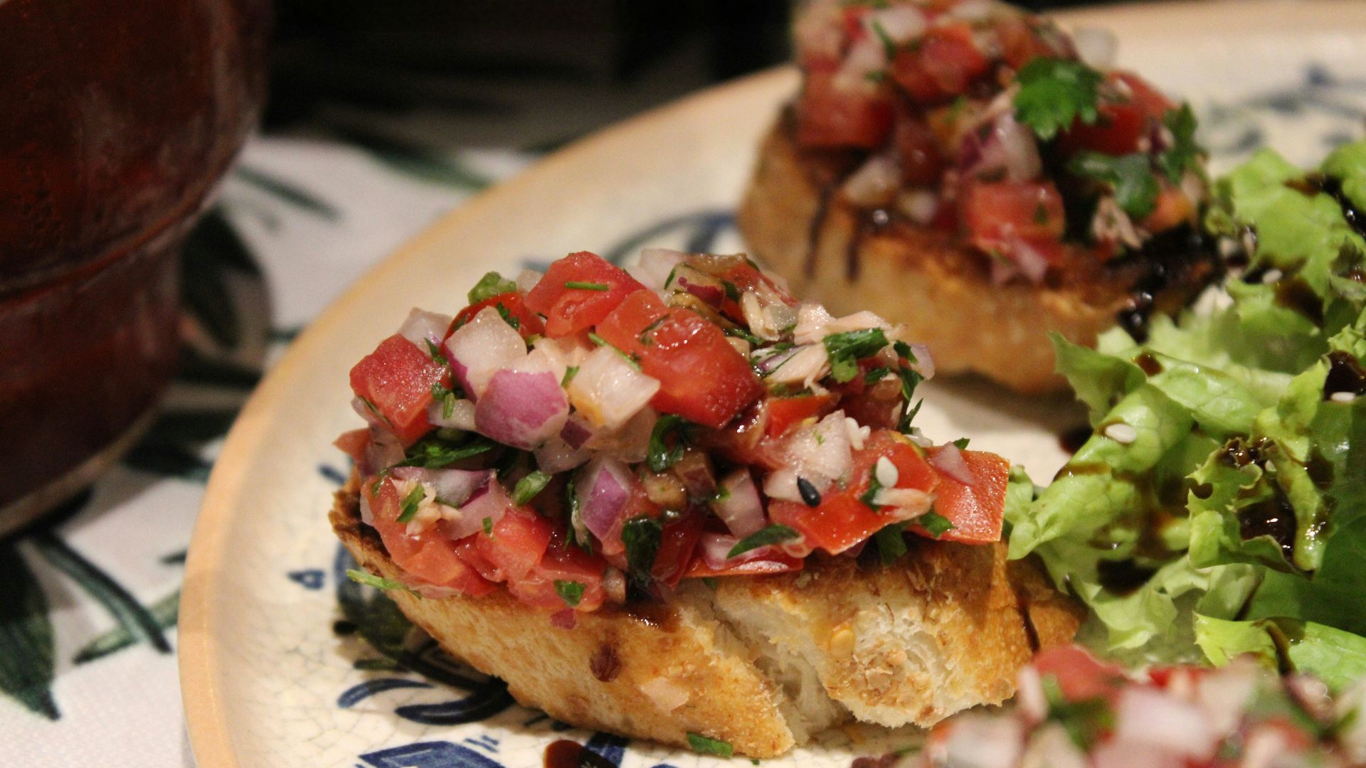 A plate of food on a table