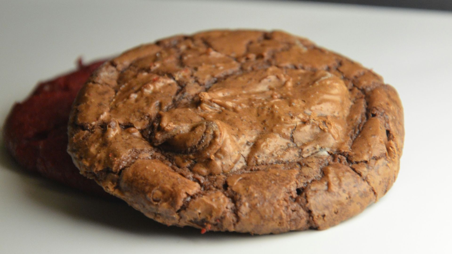 a close up of a cookie on a table