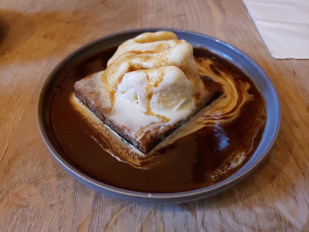 Sticky Toffee Pudding, Rum Butterscotch Sauce And Vanilla Ice Cream (V) - Post House Cafe, Brighton 2024-01-28